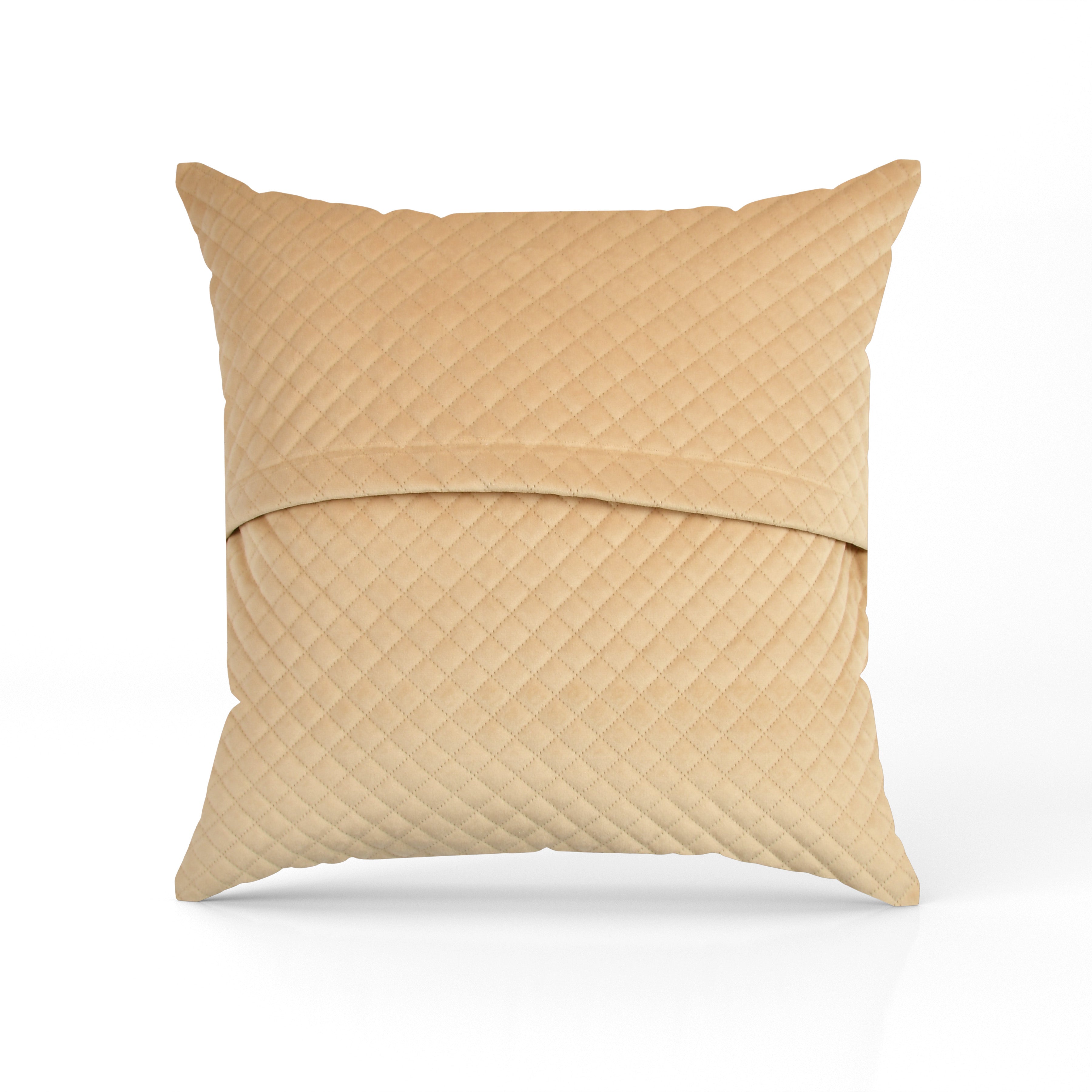 Florida Quilted Velvet Diamond Stitch Pattern Decorative Plush Cushion Cover - Beige