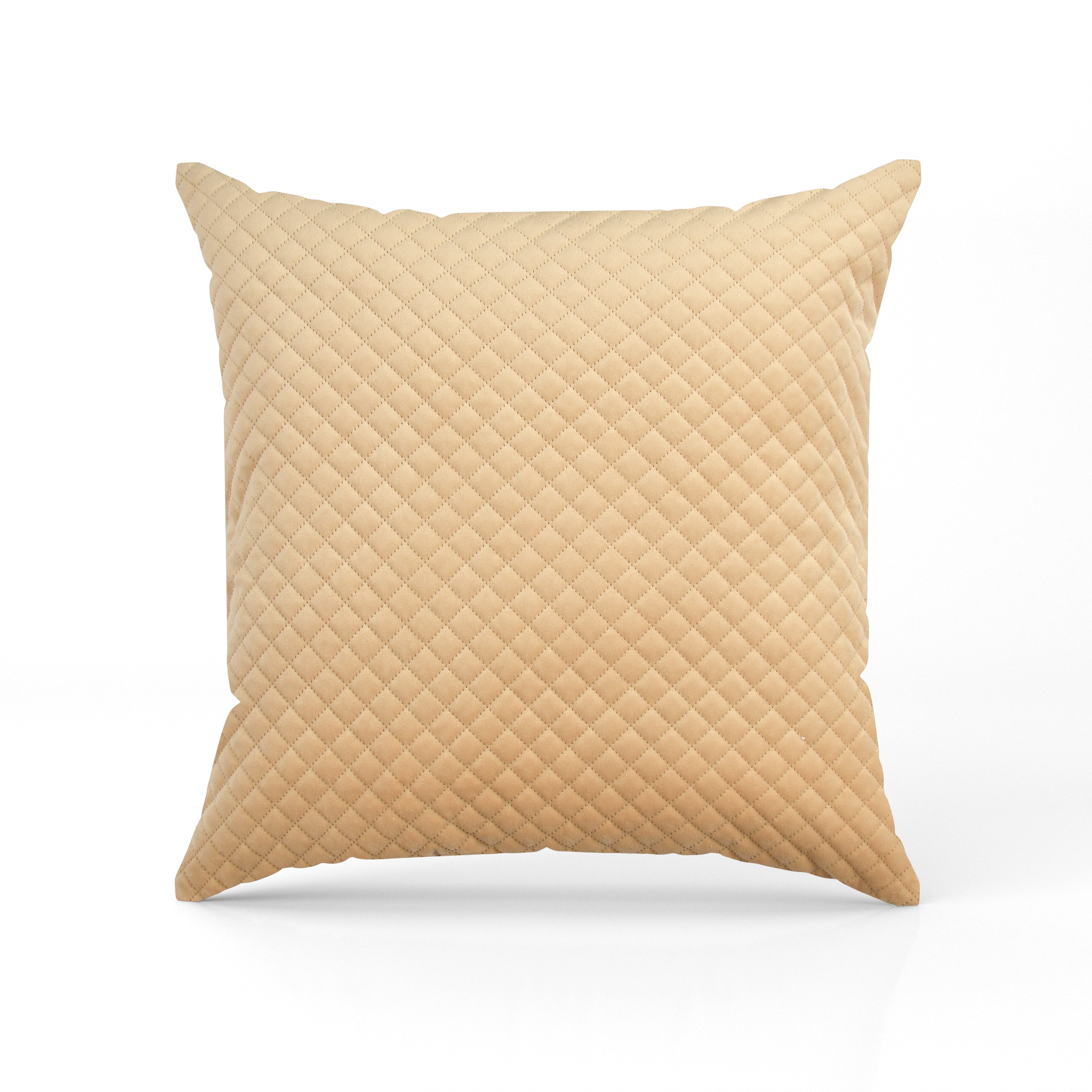 Florida Quilted Velvet Diamond Stitch Pattern Decorative Plush Cushion Cover - Beige