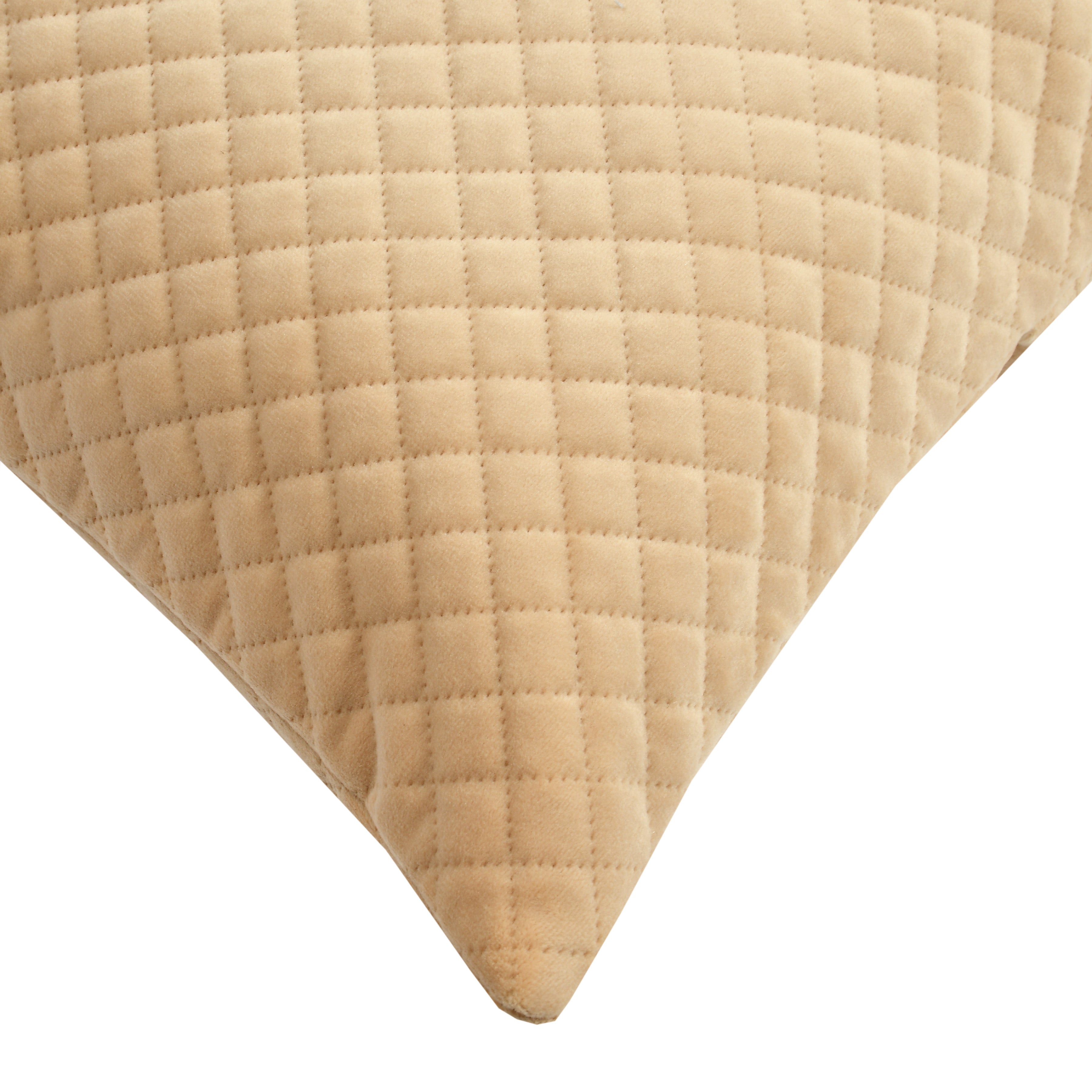 Florida Quilted Velvet Diamond Stitch Pattern Decorative Plush Cushion Cover - Beige