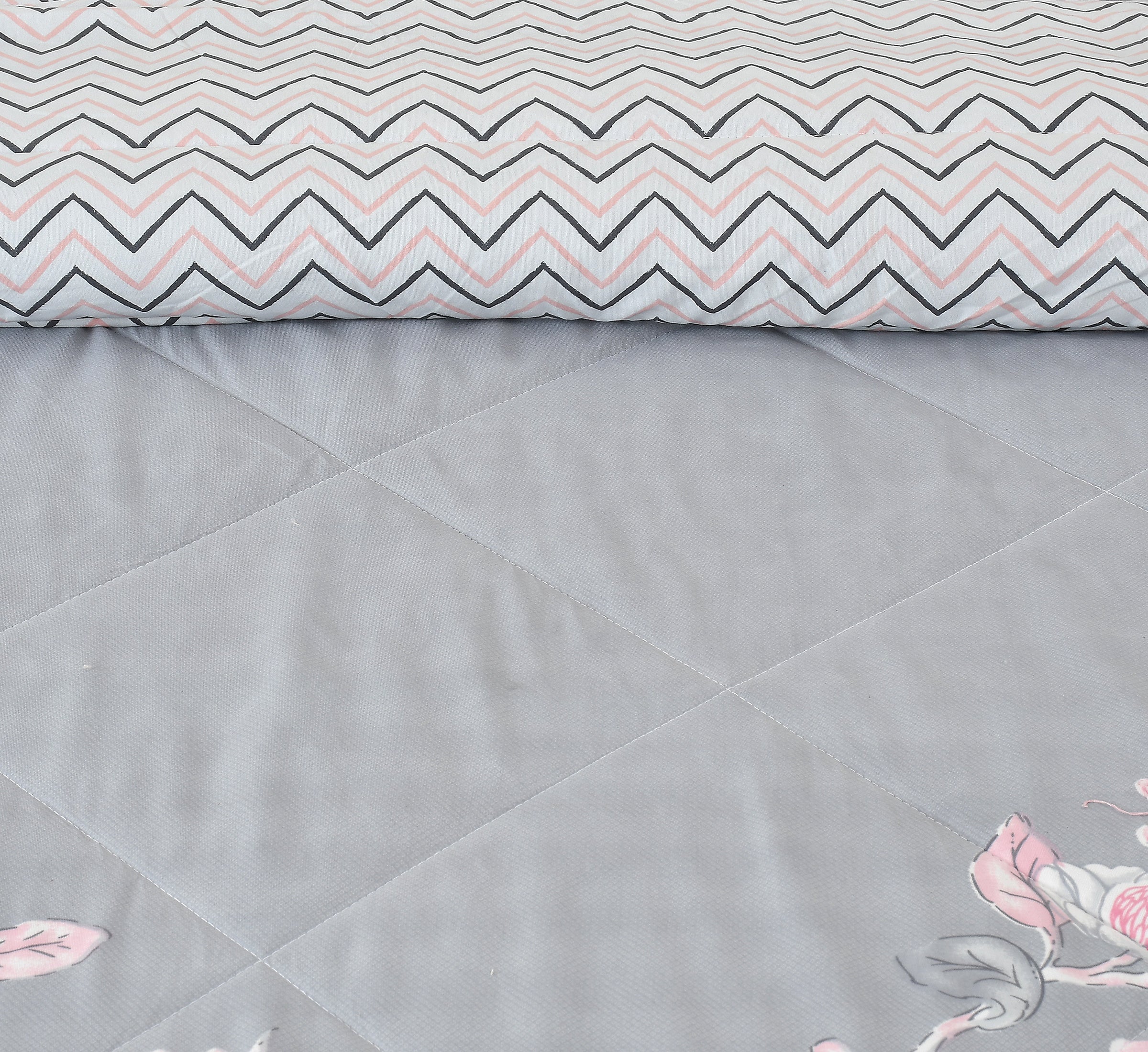 Rose 180 GSM Reversible AC Comforter for Double Bed by Florida (Pink Grey)