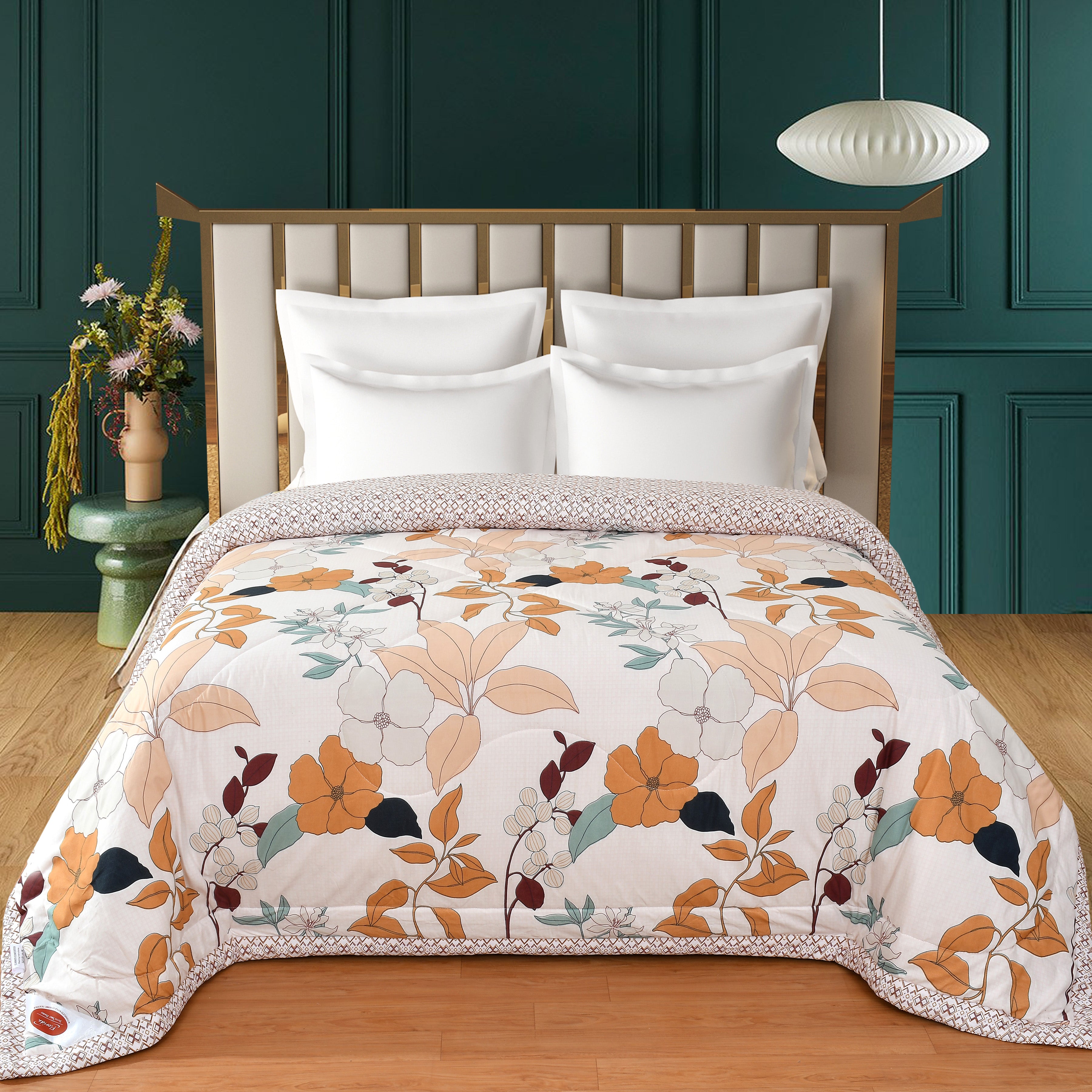 Heaven AC Double Bed Comforter for All Session (White & Brown)