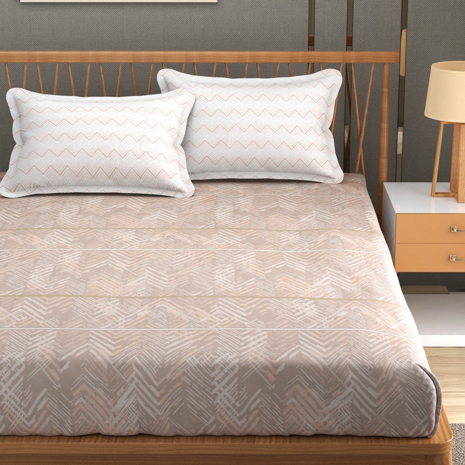 Bright King Size Bedsheet with Pillow Covers White