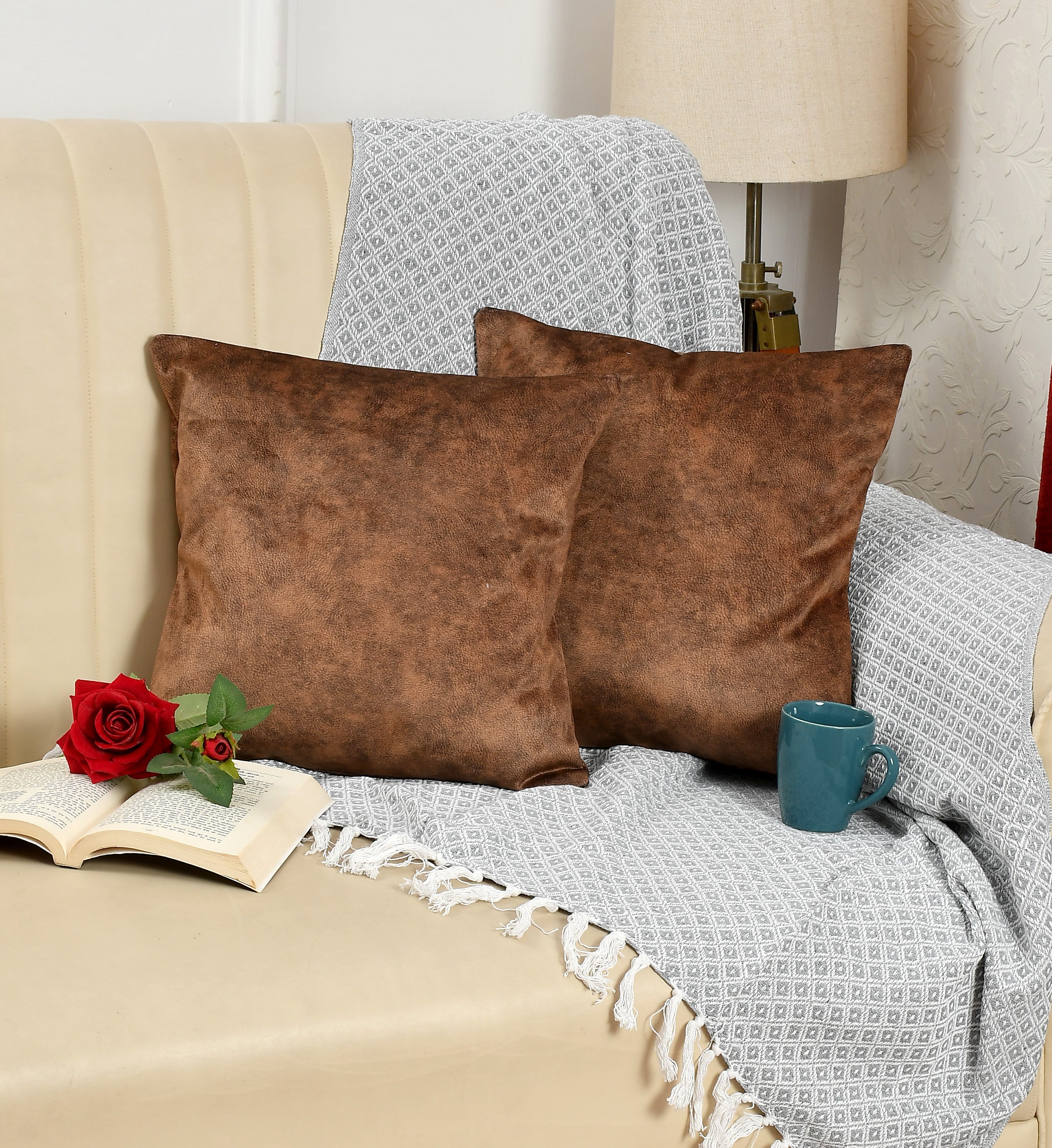 Walton by Florida Velvet Decorative Cushion Cover for Sofa (Set of 1 Piece)