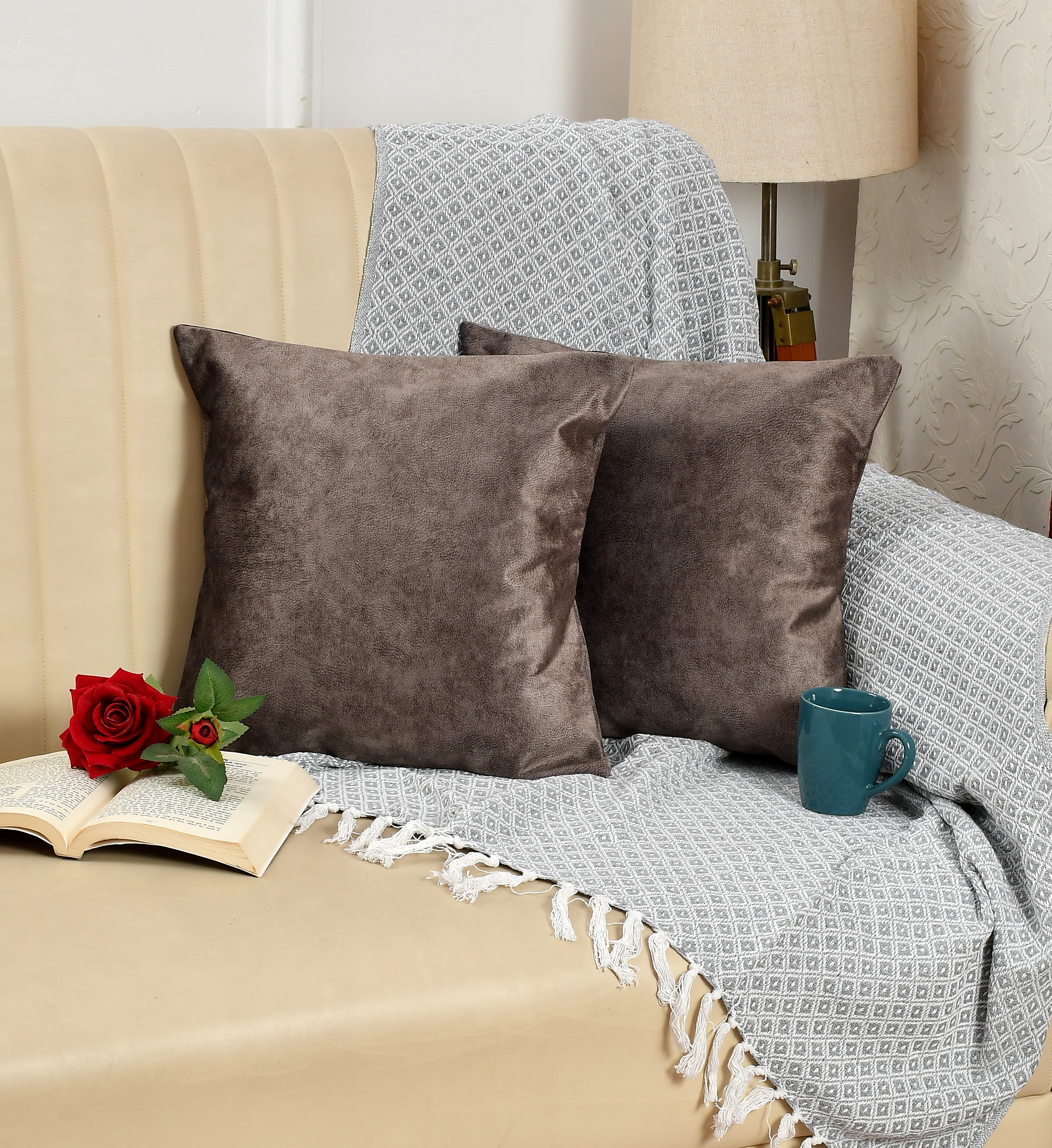 Walton by Florida Velvet Decorative Cushion Cover for Sofa (Set of 1 Piece)