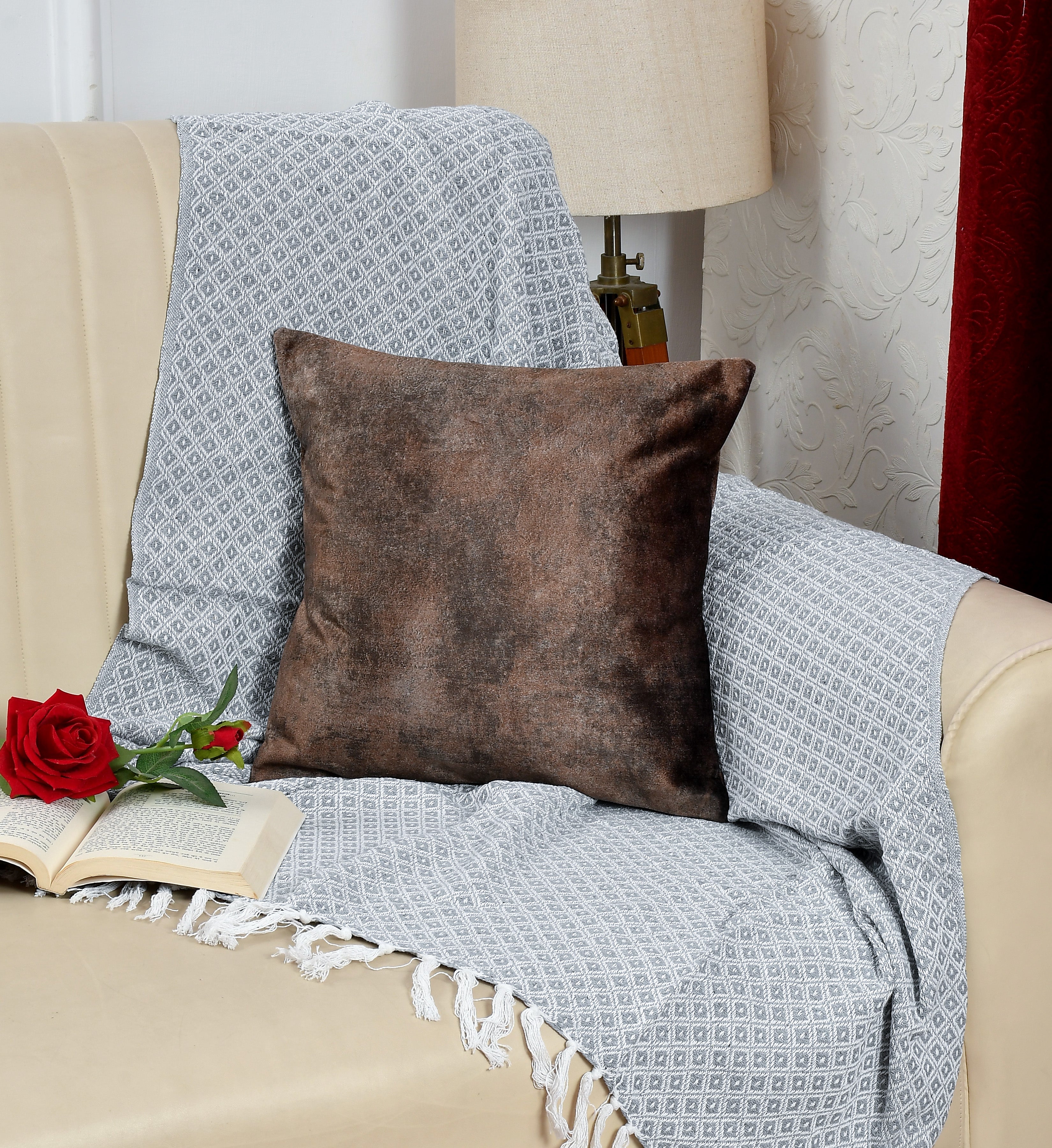 Walton by Florida Velvet Decorative Cushion Cover for Sofa (Set of 1 Piece)