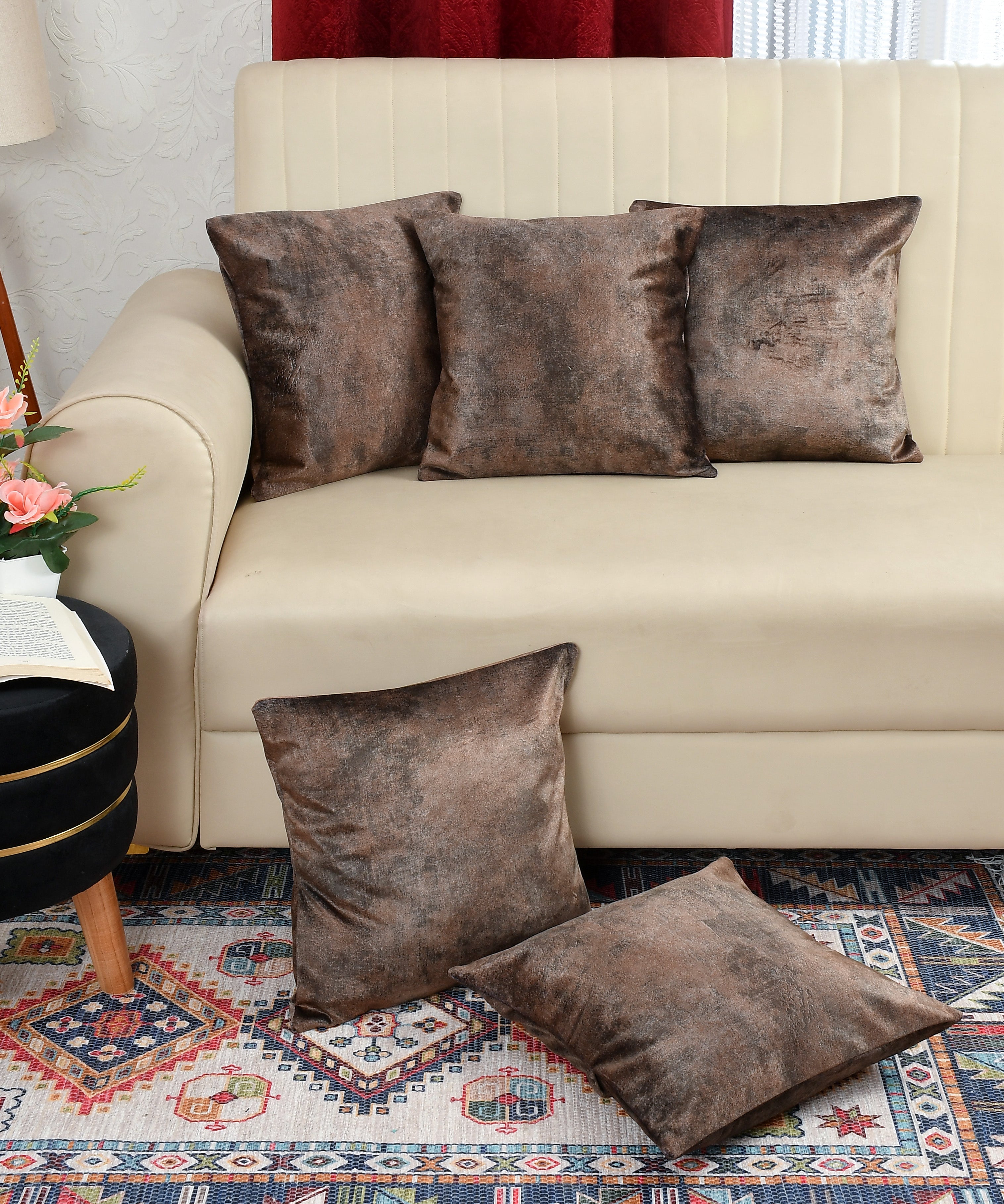 Walton by Florida Velvet Decorative Cushion Cover for Sofa (Set of 1 Piece)