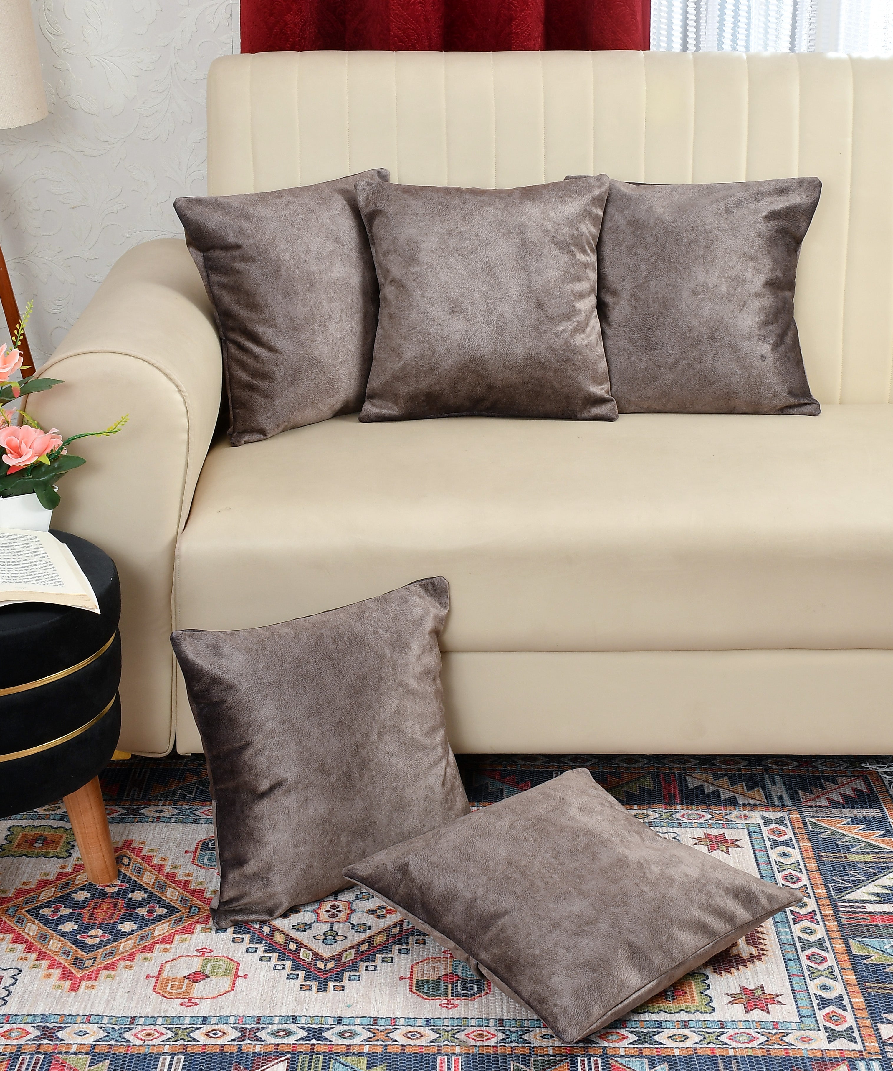 Walton by Florida Velvet Decorative Cushion Cover for Sofa (Set of 1 Piece)