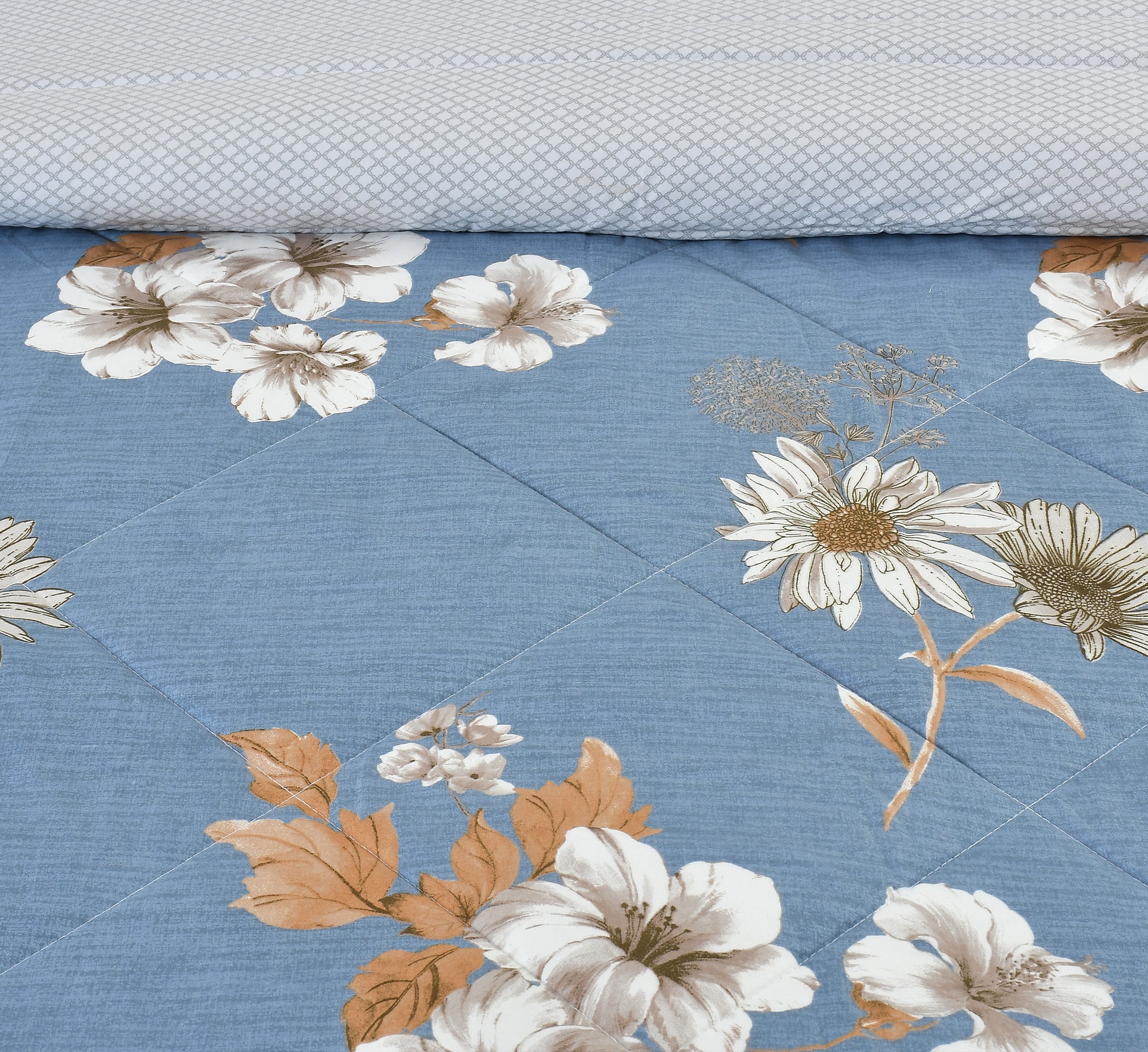 Rose 180 GSM Reversible AC Comforter for Double Bed by Florida (Blue)