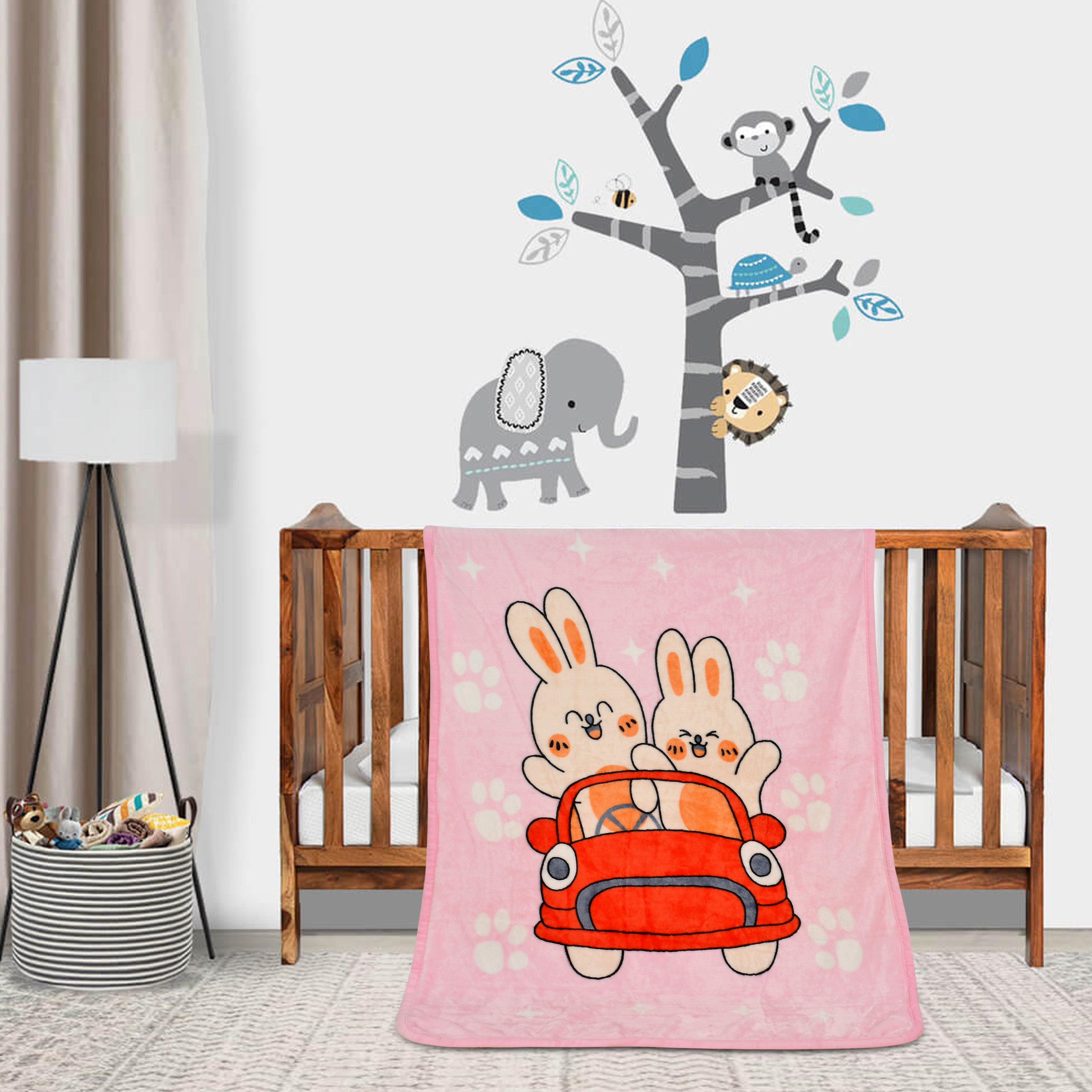 Florida All Season AC Baby Blanket Swaddler Wrapper Flannel Soft and Comfortable for New Born Babies with Adorable Prints and Designs Pink