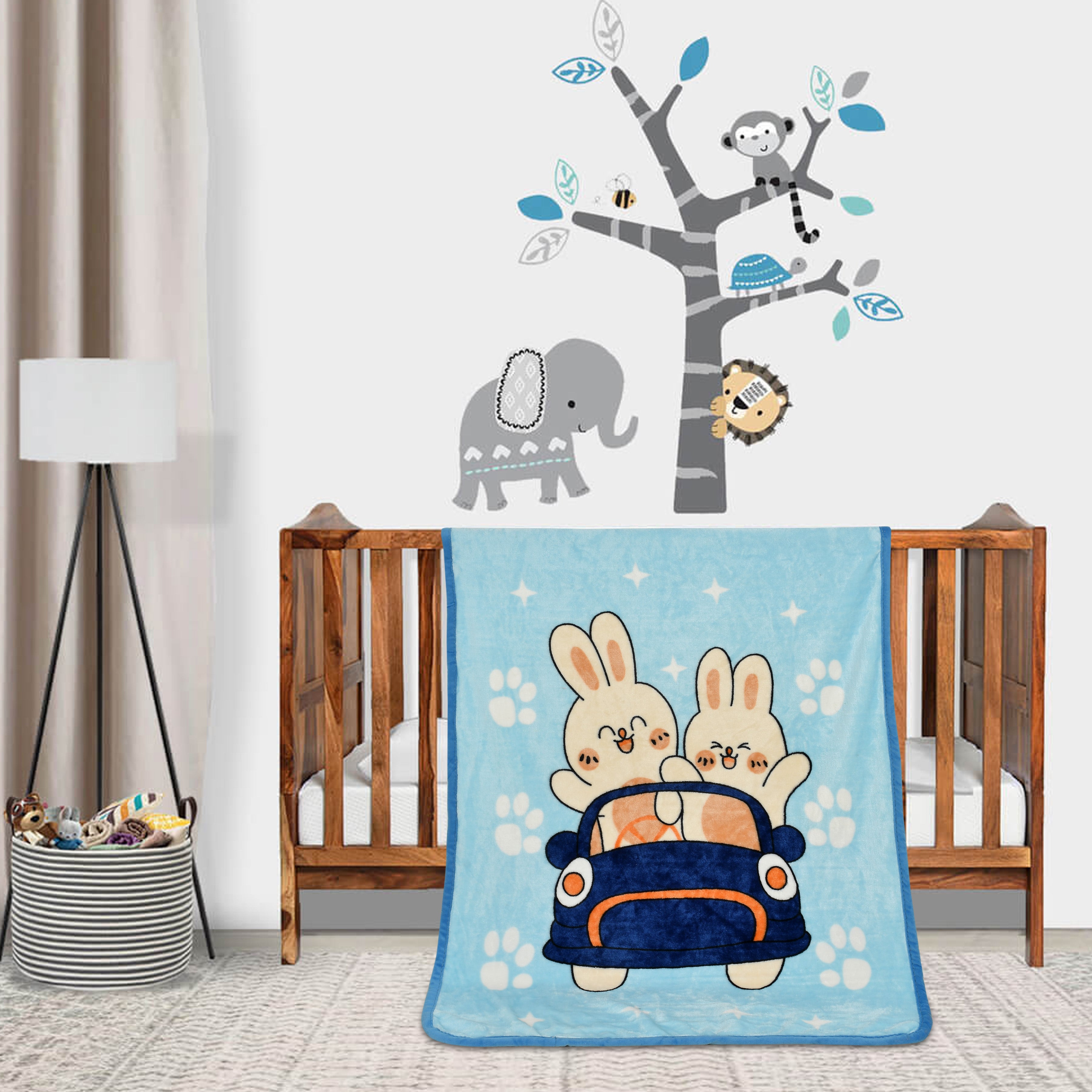 Florida All Season AC Baby Blanket Swaddler Wrapper Flannel Soft and Comfortable for New Born Babies with Adorable Prints and Designs Blue
