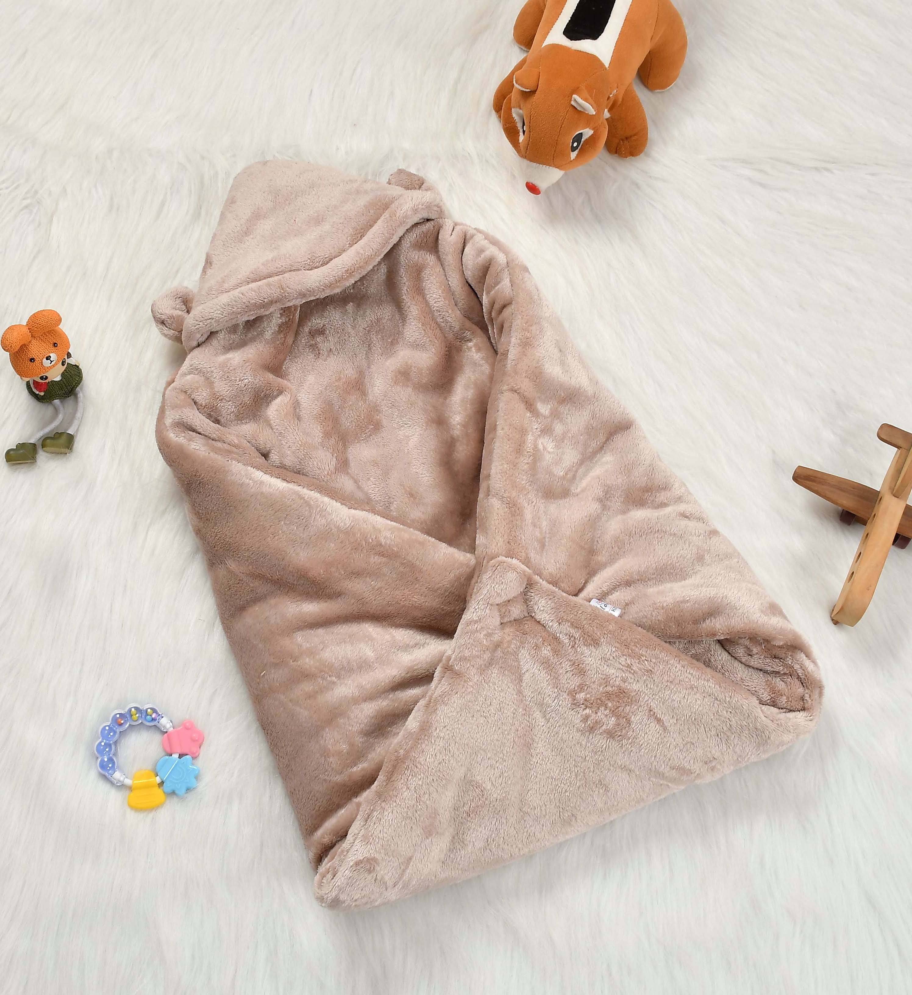 Florida All Season Hooded Baby Blanket Swaddler Wrapper Flannel Soft and Comfortable for New Born Babies - Brown