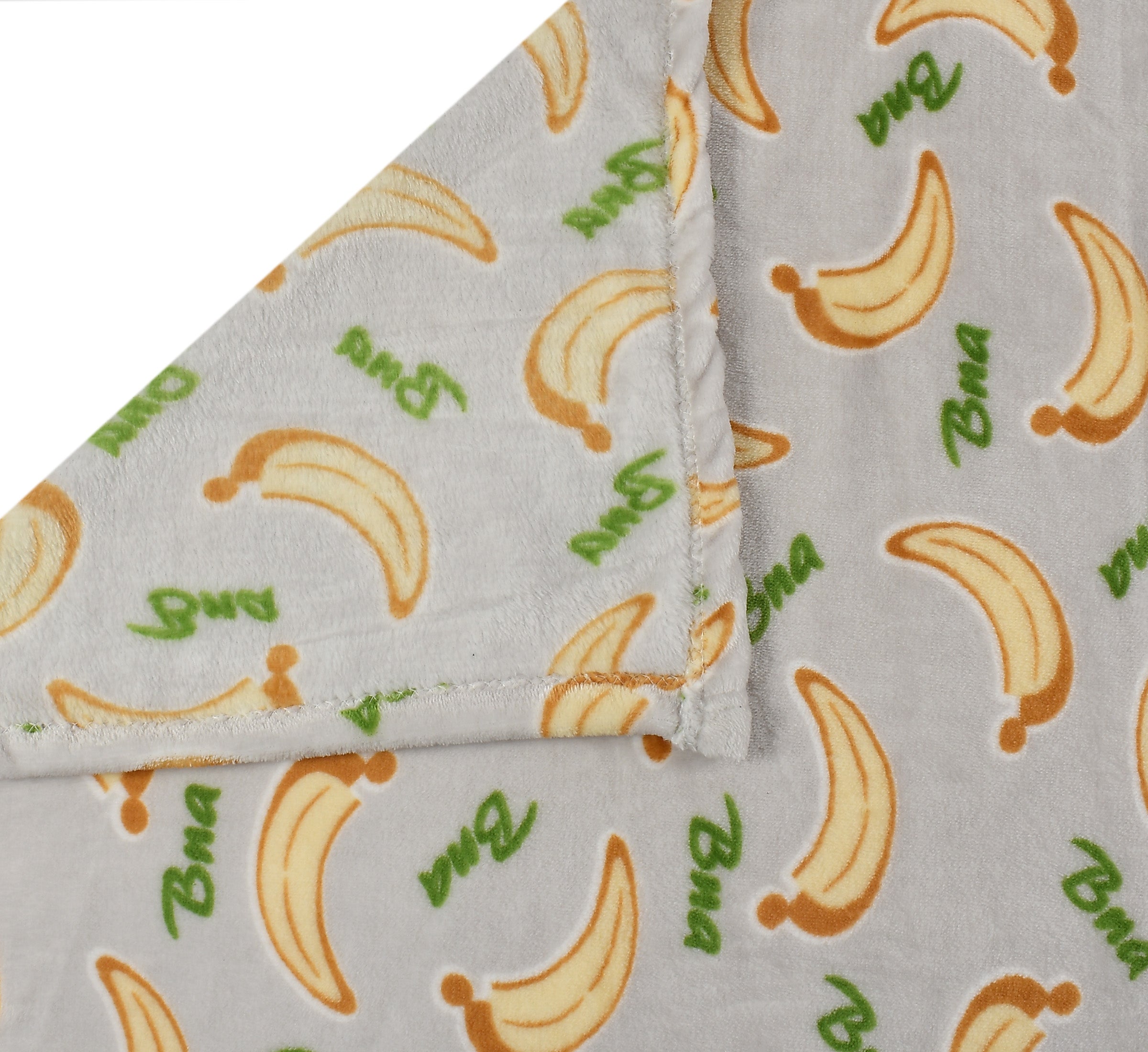 Florida All Season AC Baby Blanket Swaddler Wrapper Flannel Soft and Comfortable for 0-5 Years Babies with Banana Print - Grey