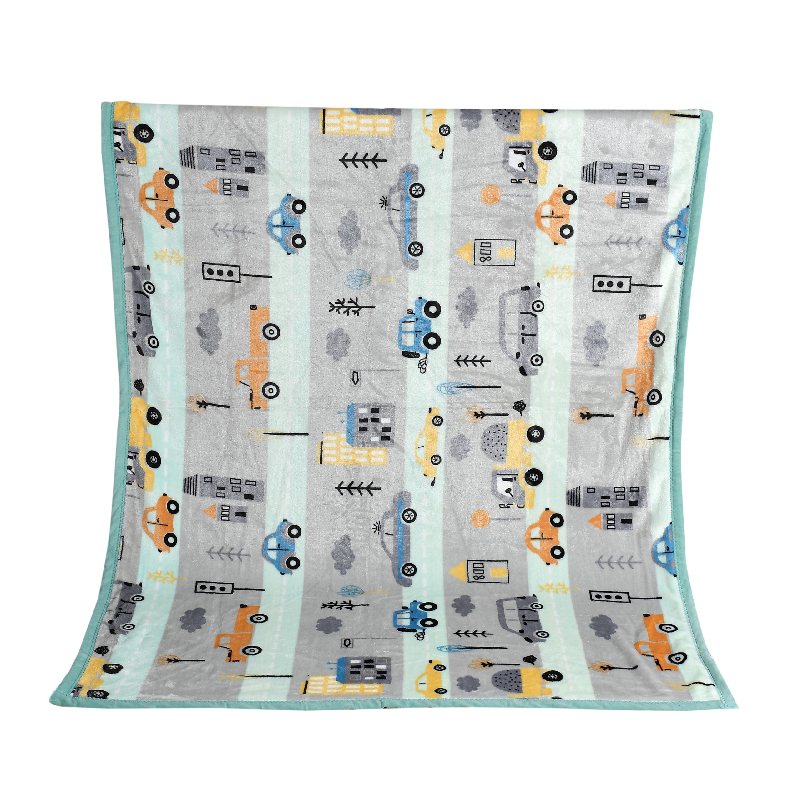 Florida All Season Ultra Soft Kids AC Blanket/Baby Wrapper/Flannel Baby Blanket for 0-5 Yrs Kids Car Printed Grey Color (110x140cm)
