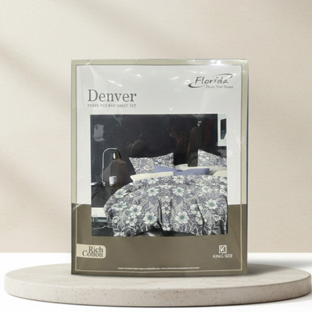 Florida Denver Rich Cotton King Size Bed Sheet Set with Coordinated Pillow Covers