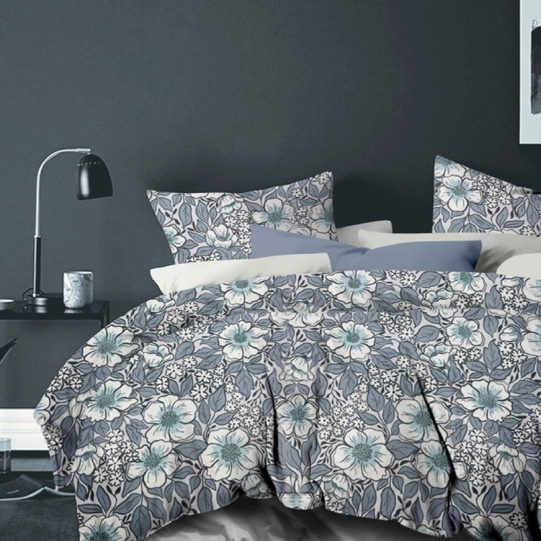 Florida Denver 100% Pure Cotton 210 TC King Size Bed Sheet Set with Coordinated Pillow Covers