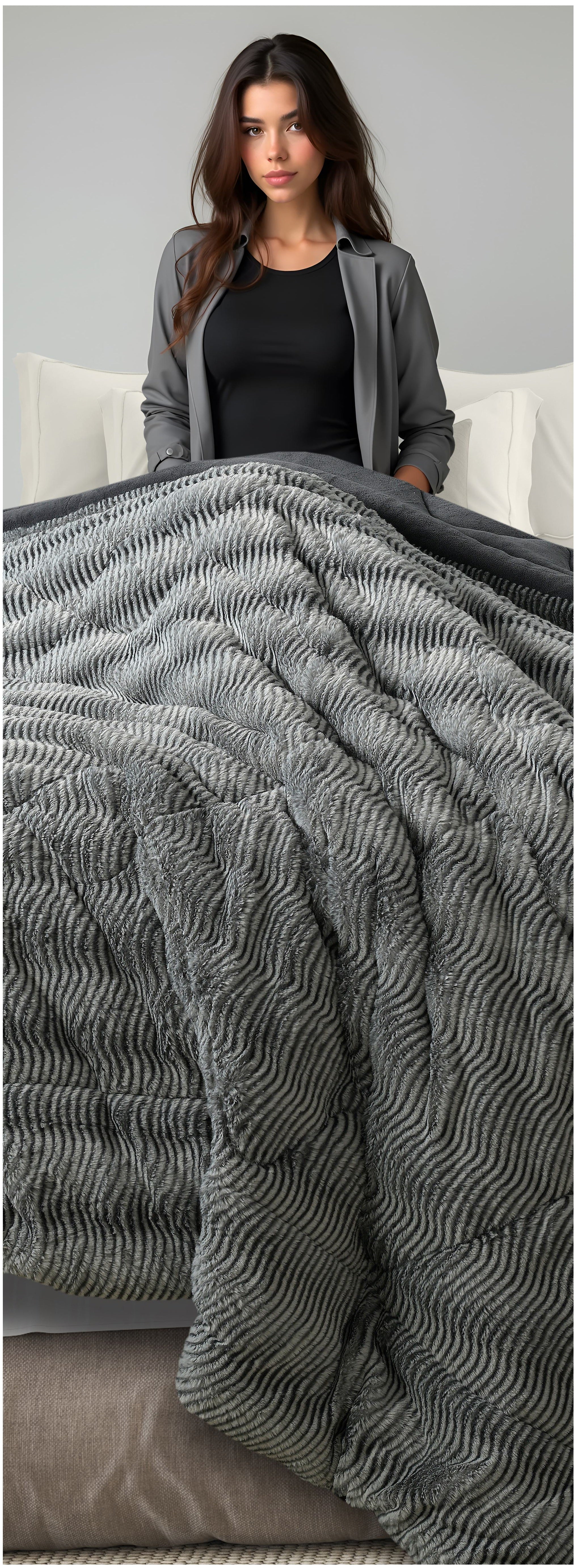 DulceVida Elite Ultra-Plush Faux Fur (Quilt/Rajai) Imported Comforter 400 GSM for Single & Double Bed for Heavy Winter