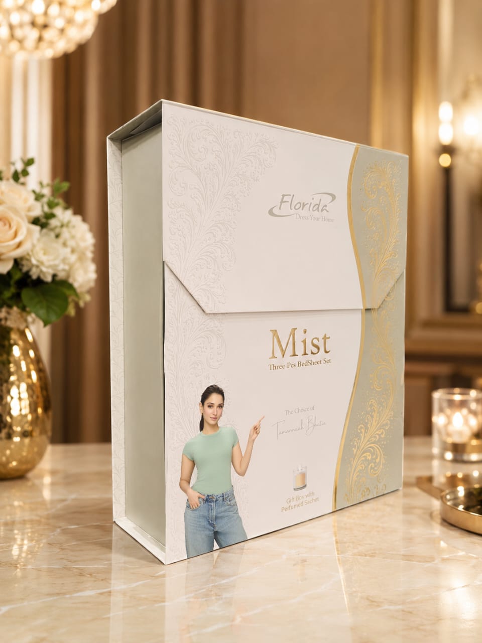 Mist Box by Florida - Double Bedsheet Set with Perfume Candle and Pillow Covers