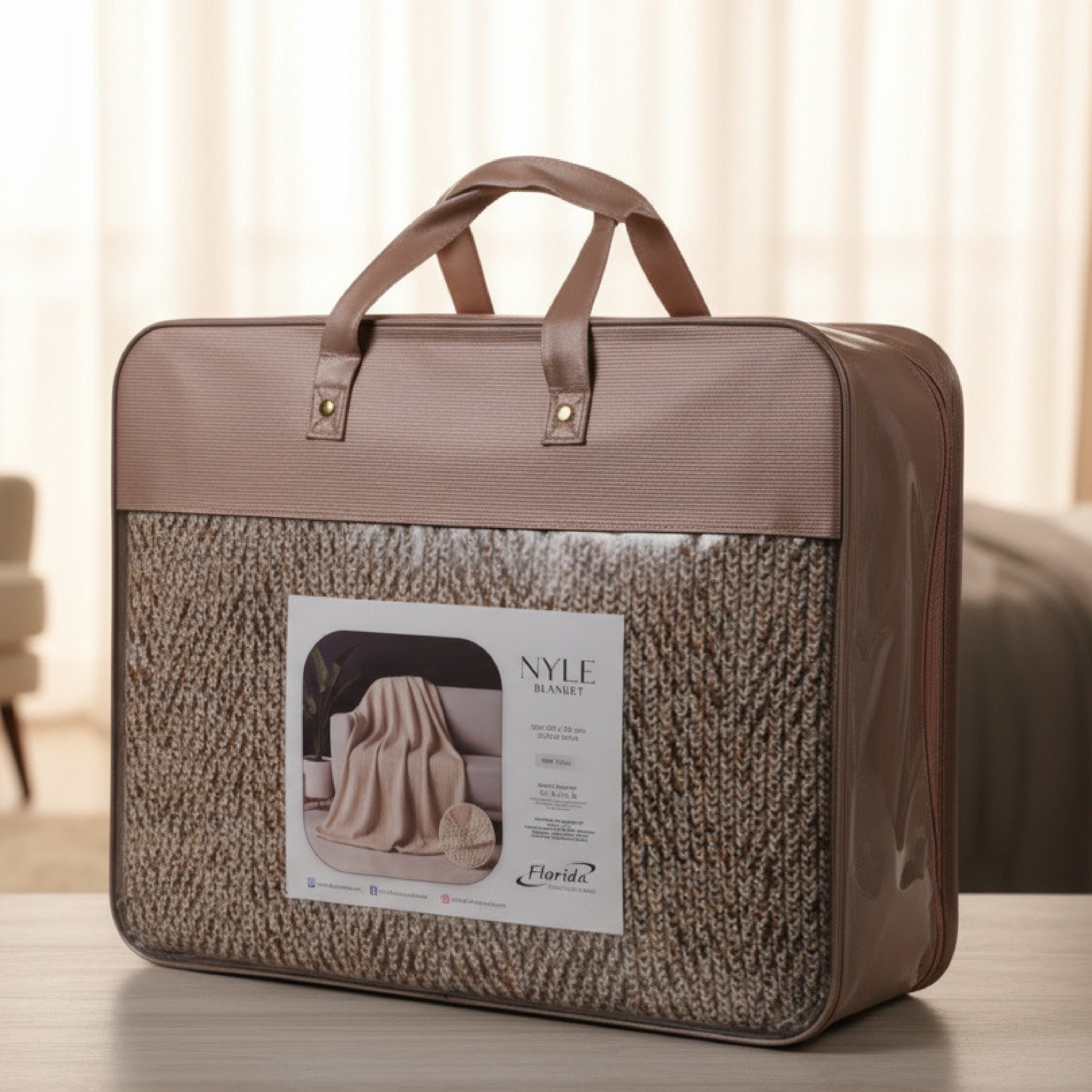 Florida Nyle Light-weight Integrated Double Bed Blanket for Heavy Winter - Blue