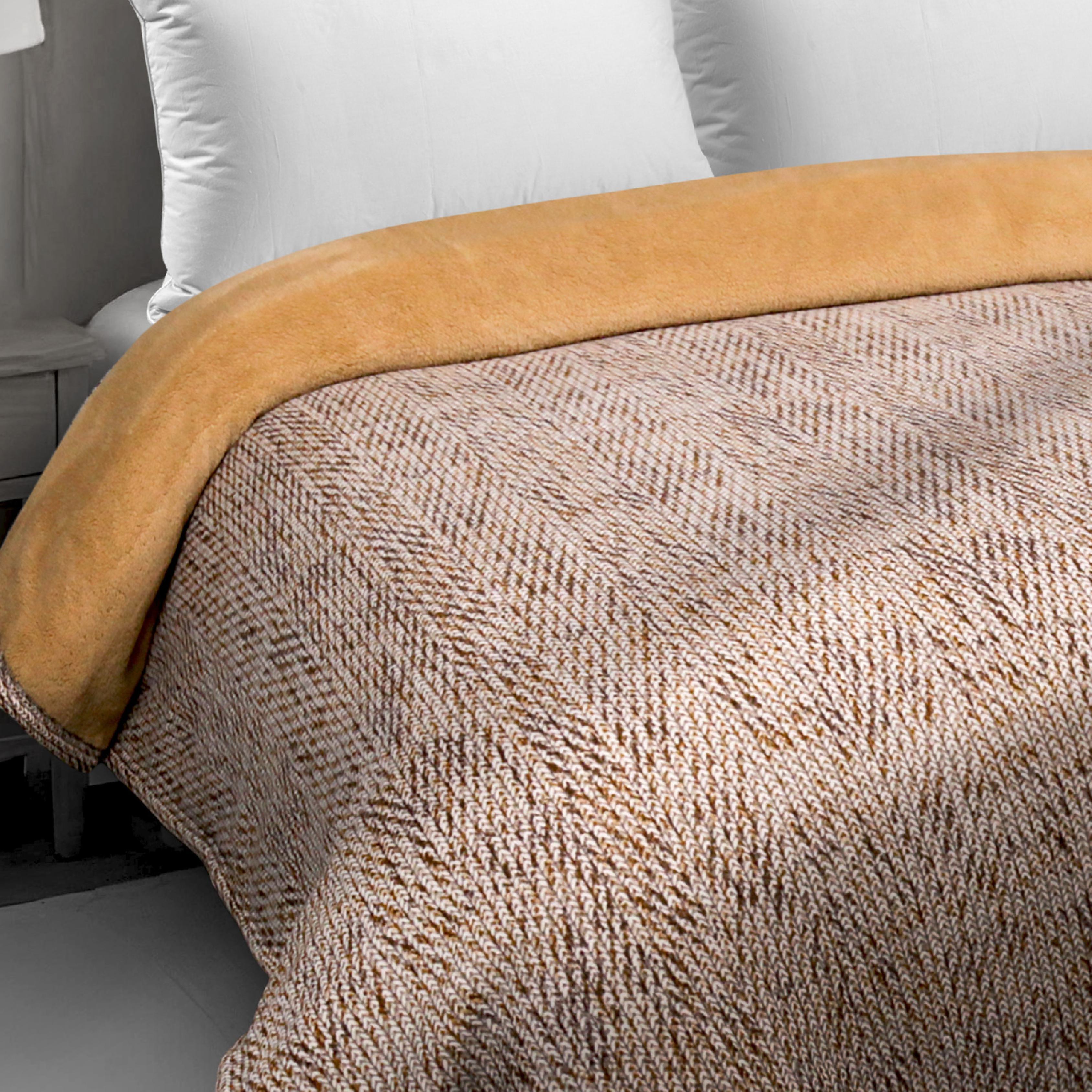 Florida Nyle Light-weight Integrated Double Bed Blanket for Heavy Winter - Beige