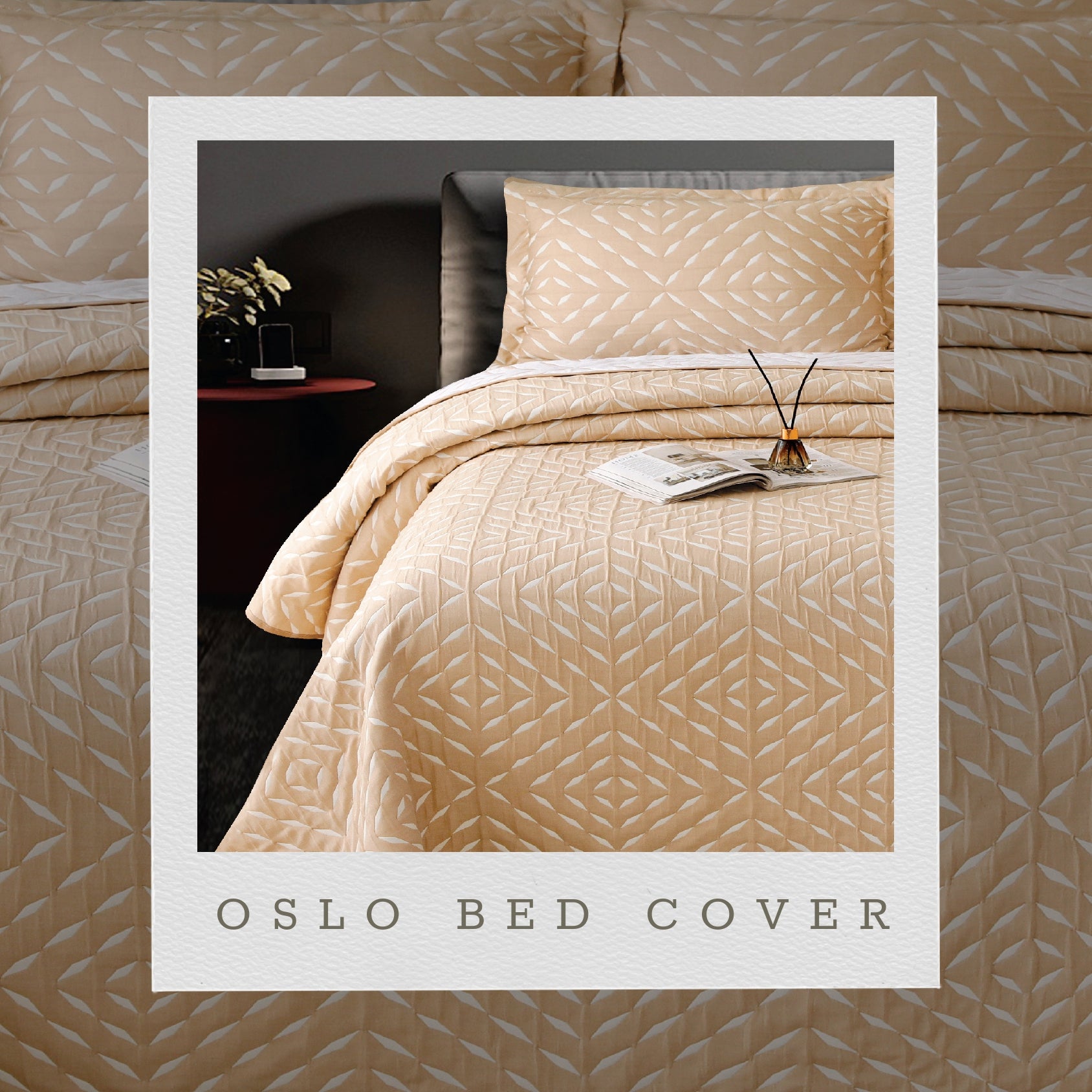 Oslo Jacquard Bedcover Set with 2 Pillow Covers for King Size Bed by Florida
