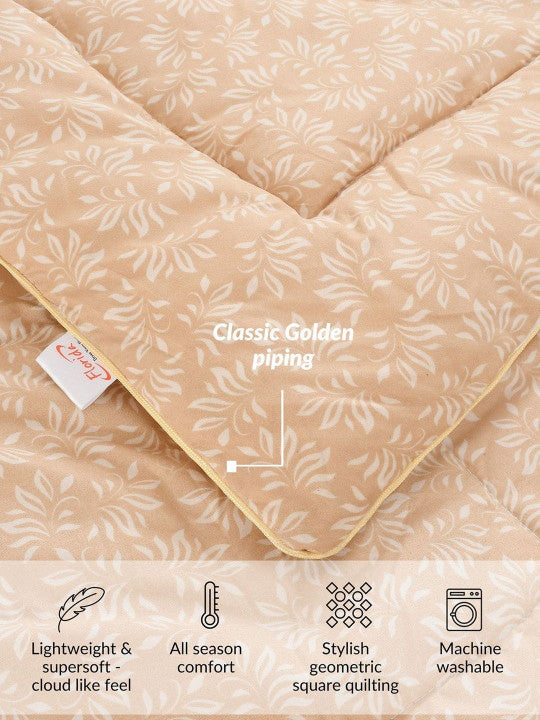 Florida Floral Reversible Double Bed Comforter | 250 GSM Virgin Microfiber Filling | Ultra Soft AC Comforter | Lightweight All Season Quilt with Piping Edge