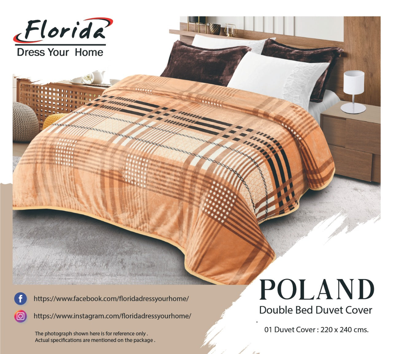 Florida's Poland Double Bed Warm Duvet Cover with Zipper for Quilt (Rajai) Comforter & Blanket