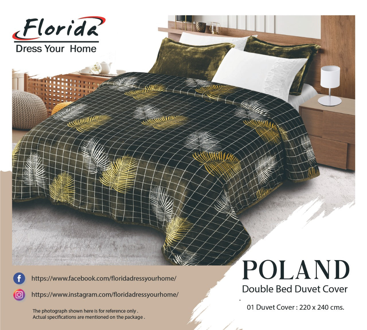 Florida's Poland Double Bed Warm Duvet Cover with Zipper for Quilt (Rajai) Comforter & Blanket