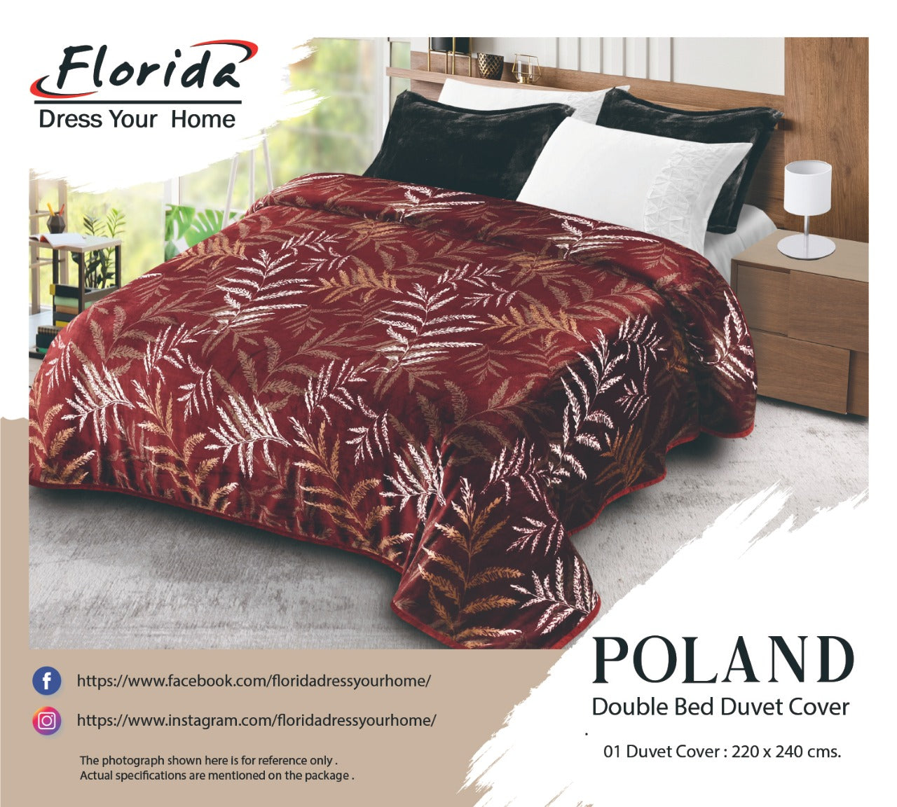 Florida's Poland Double Bed Warm Duvet Cover with Zipper for Quilt (Rajai) Comforter & Blanket
