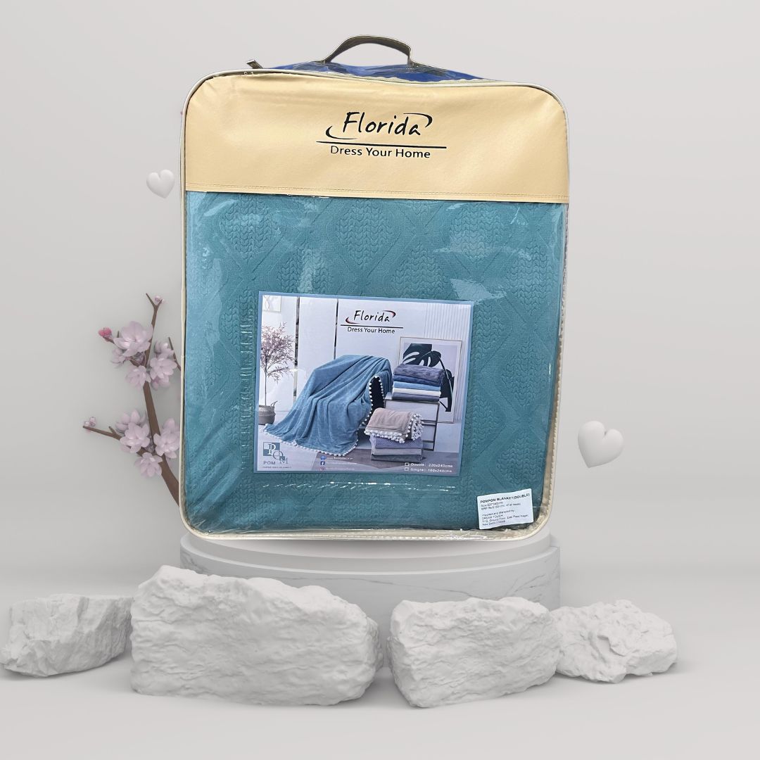 Pom Pom Super Soft Flannel Single & Double bed AC Blanket for All Season