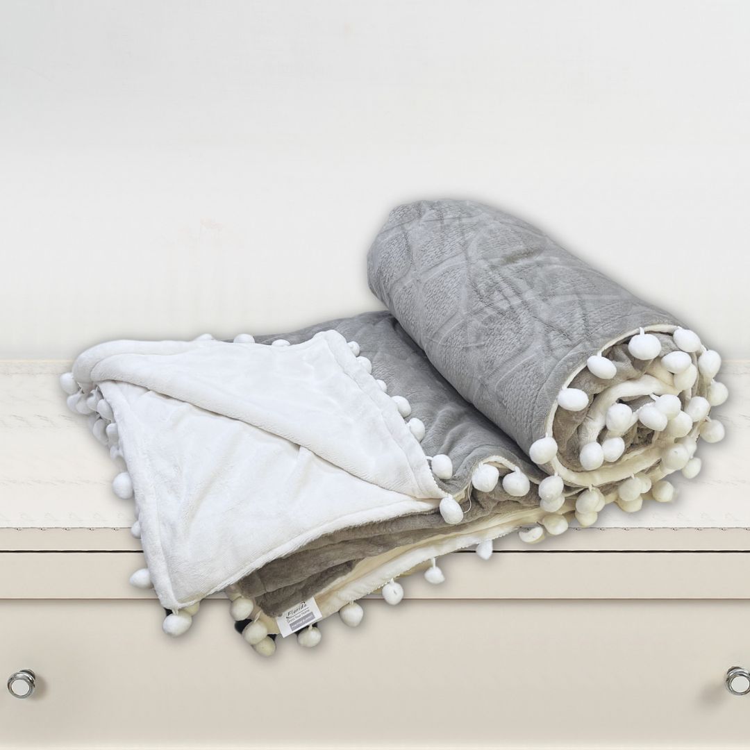 Pom Pom Super Soft Flannel Single & Double bed AC Blanket for All Season