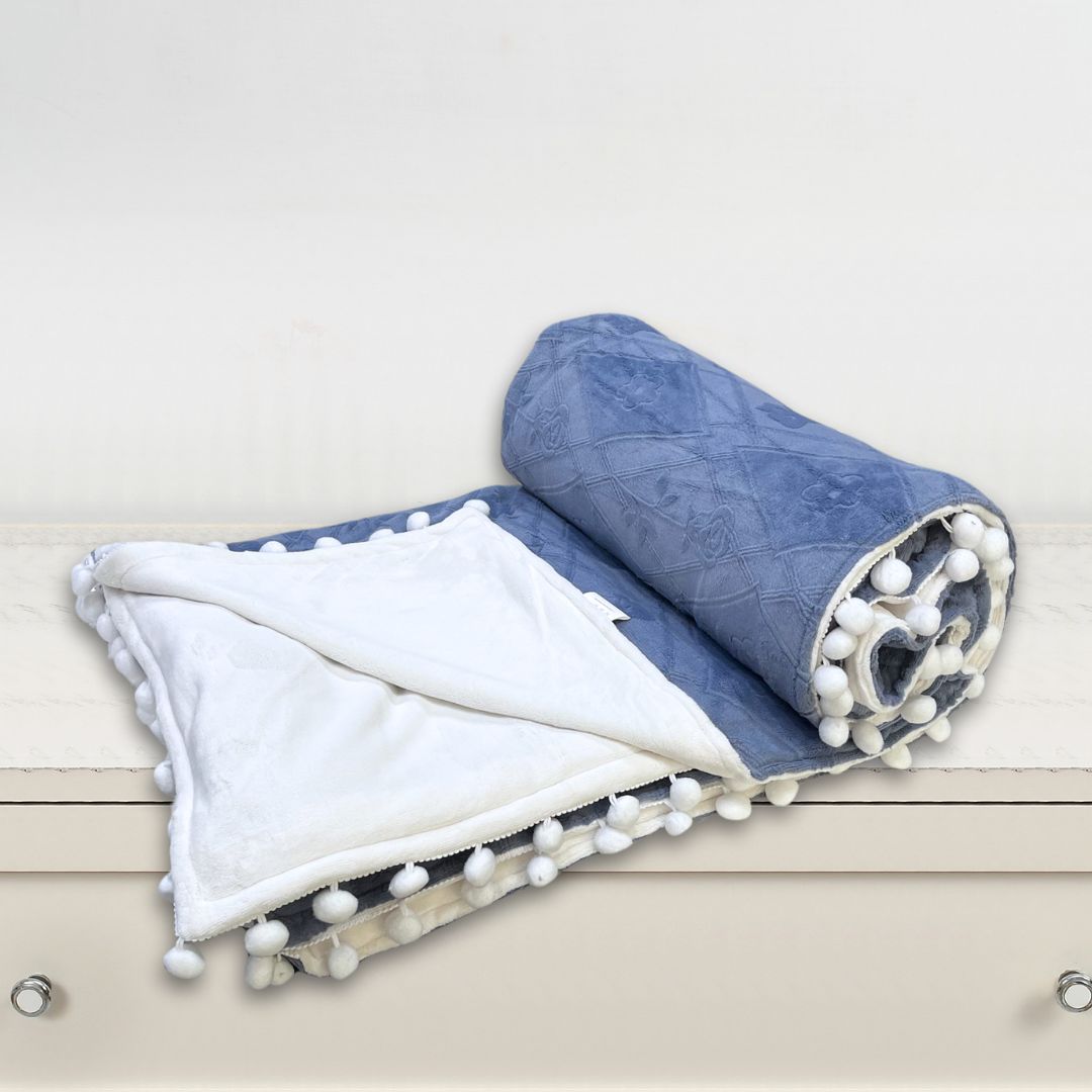 Pom Pom Super Soft Flannel Single & Double bed AC Blanket for All Season
