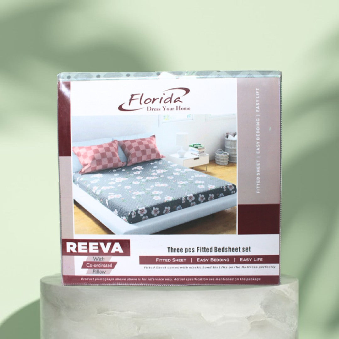 Reeva Fitted Bed Sheet Set with Pillow Covers by Florida