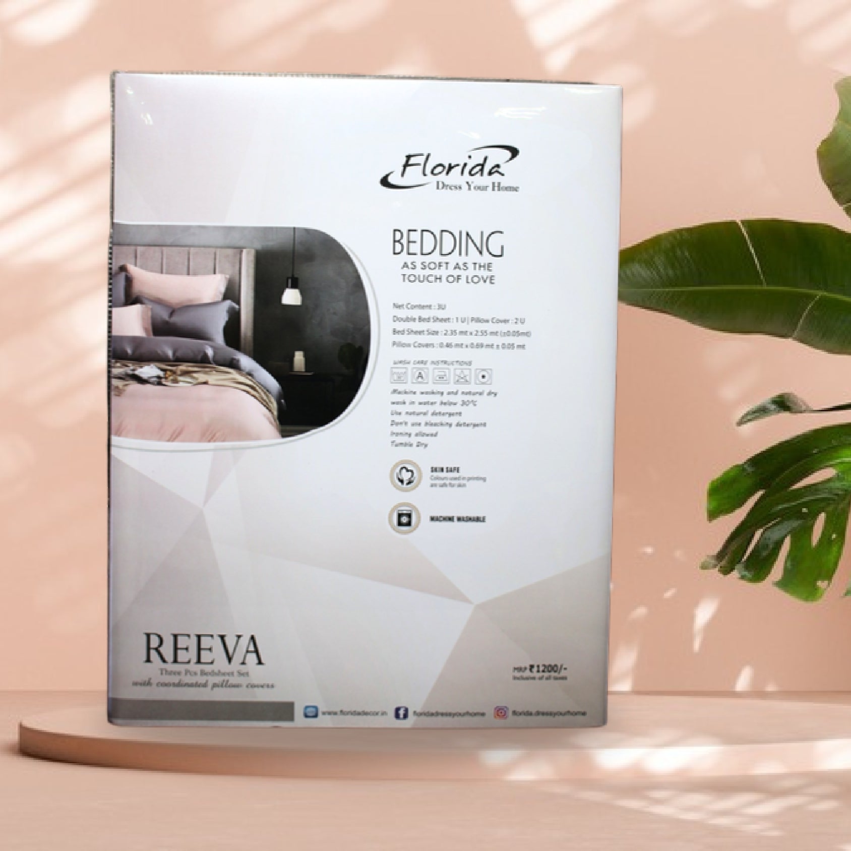 Reeva Bed Sheet Set with Pillow Covers for Double Bed by Florida