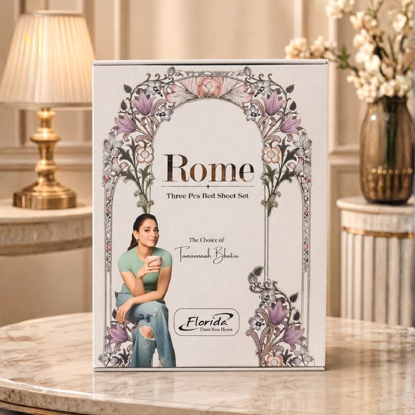 Florida Rome Box Double Bedsheet Set with 2 Pillow Covers & Carry Bag - Perfect for Gifting