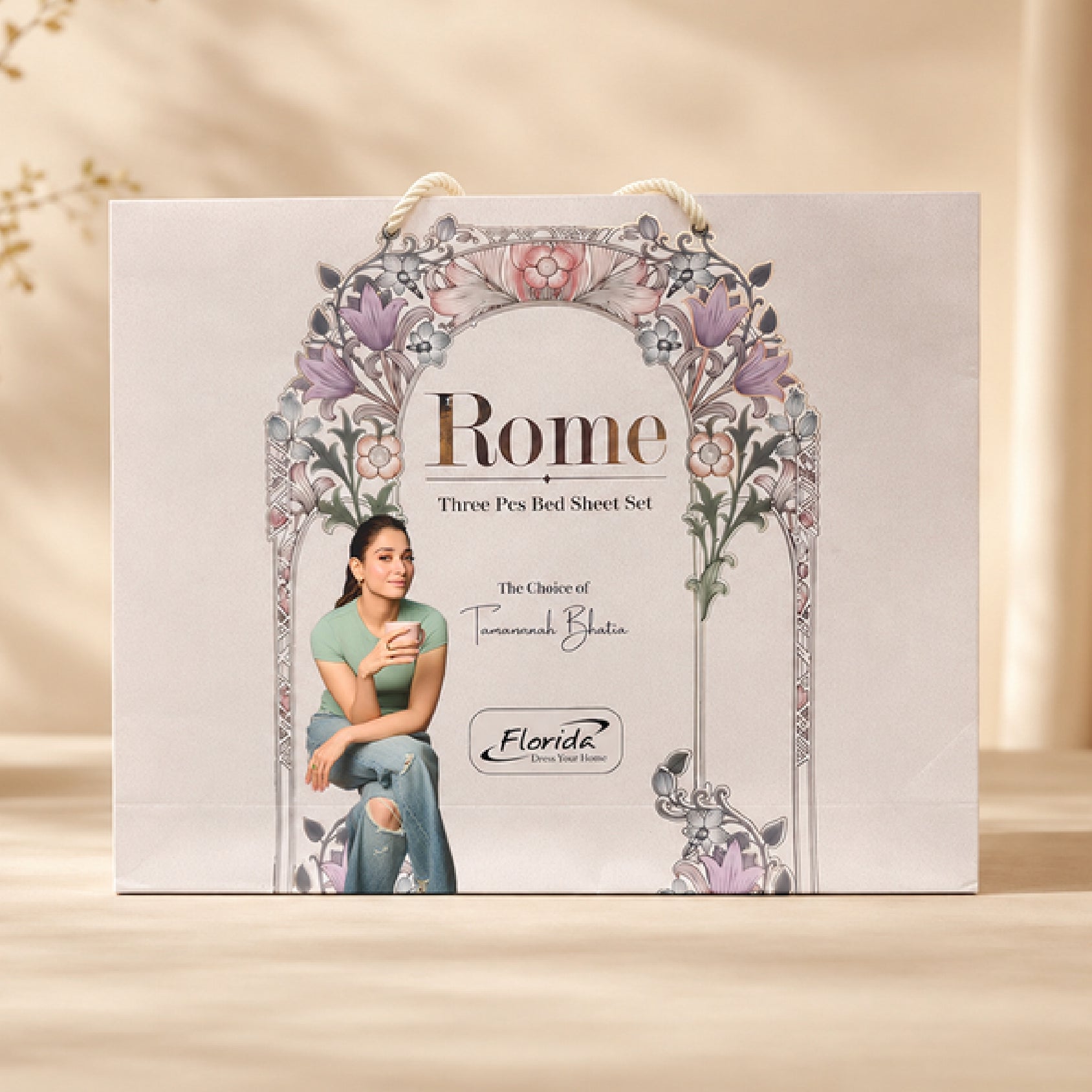 Florida Rome Box Double Bedsheet Set with 2 Pillow Covers & Carry Bag - Perfect for Gifting
