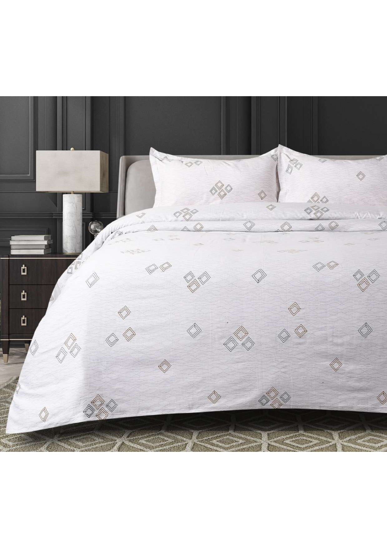 Samsara King Size Box Packaging 300 TC 100% Cotton Bed Sheet Set with Pillow Covers in by Florida