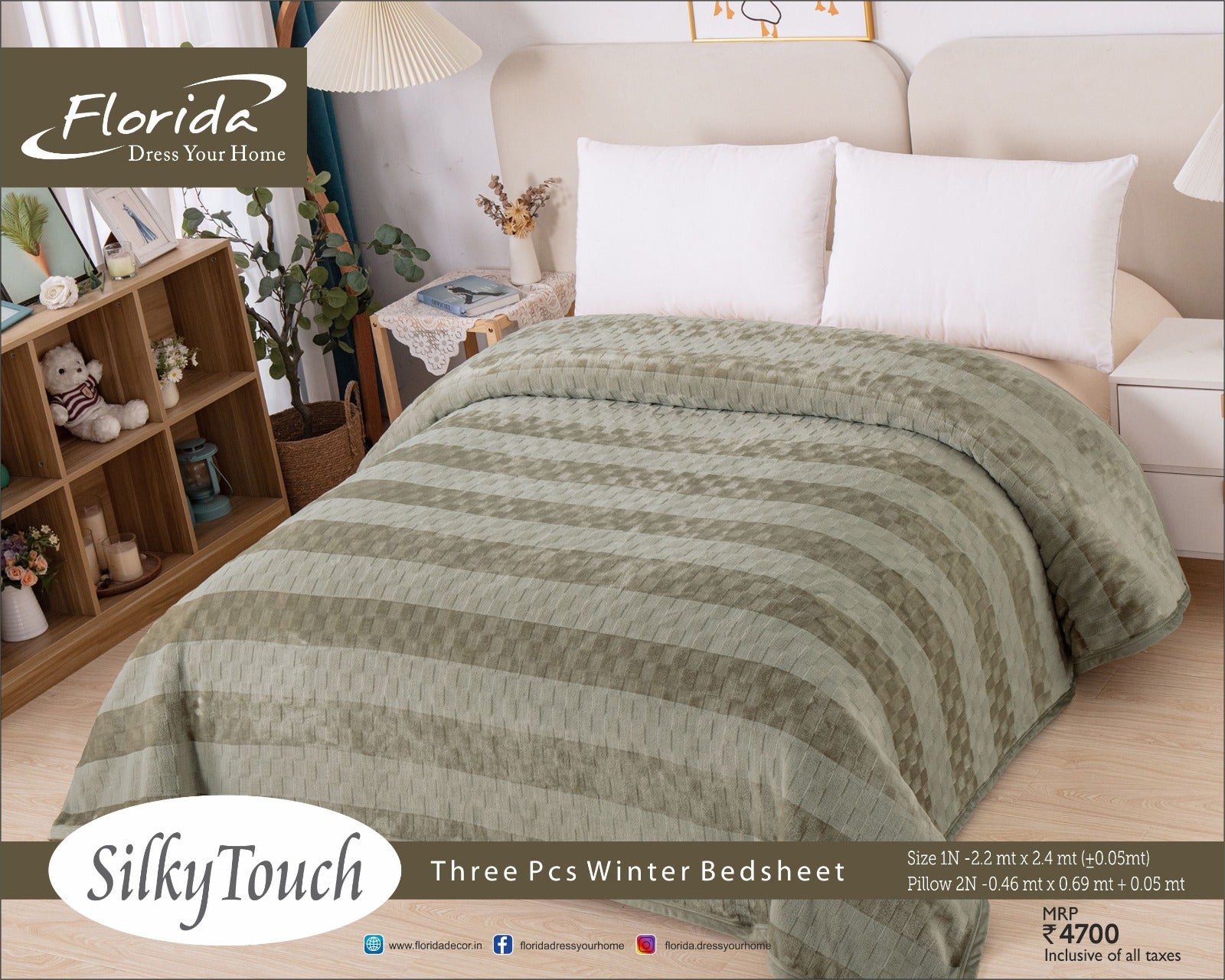 Silky Touch King Size Warm Bed Sheet for Winter by Florida