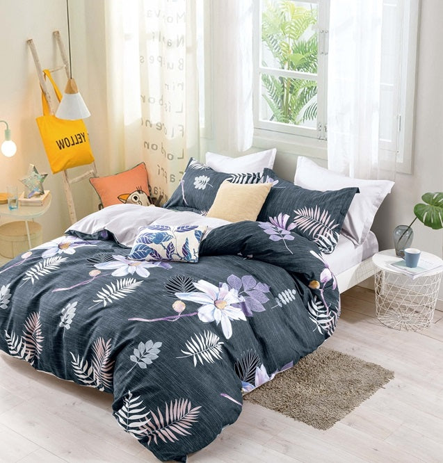 Spiral 5 Piece Set - One Bedsheet with 2 Quilted Cushion & 2 Pillow Cover for Double Bed