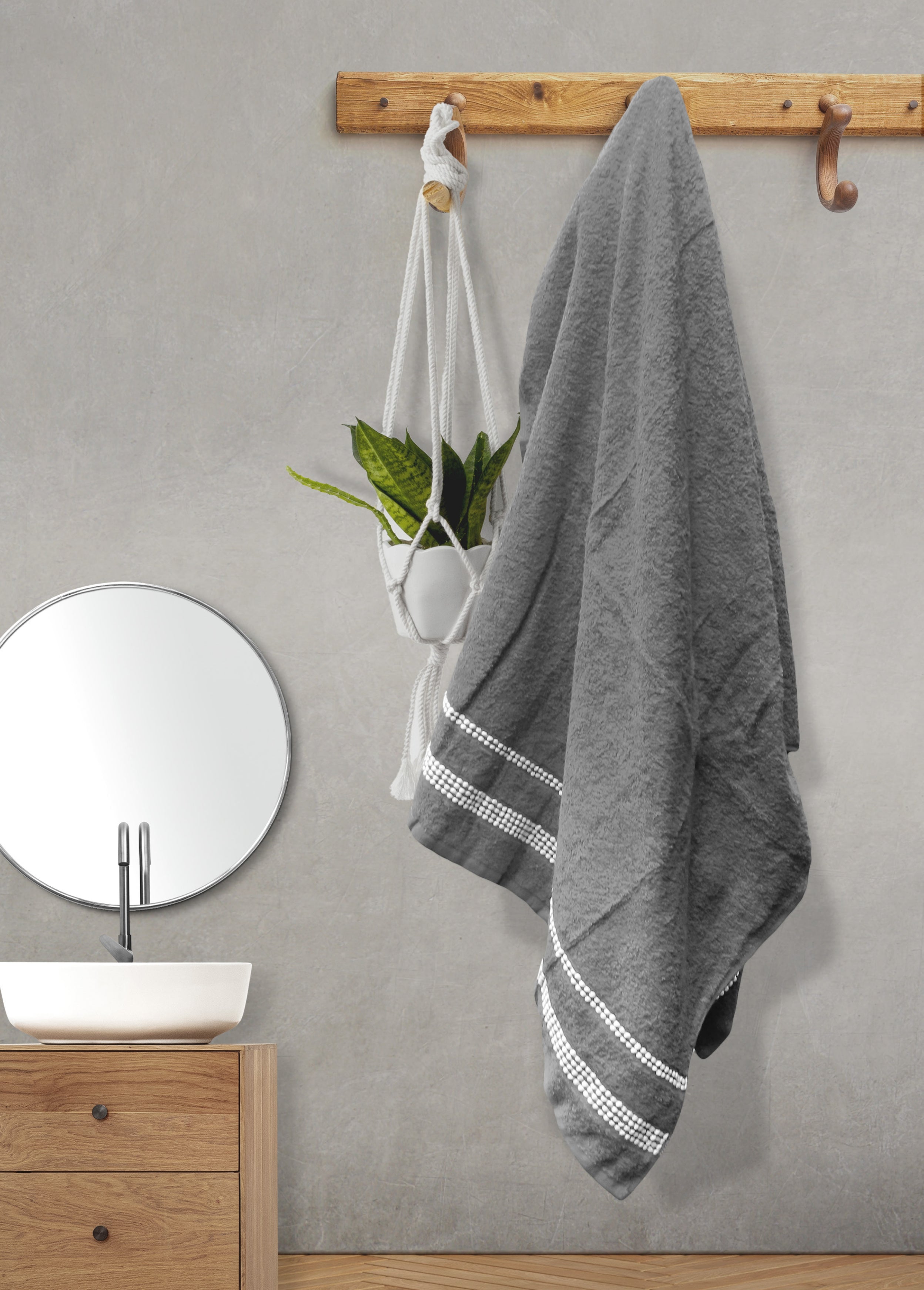 Florida Splash 100% Pure Cotton Bath Towel - Dark Grey