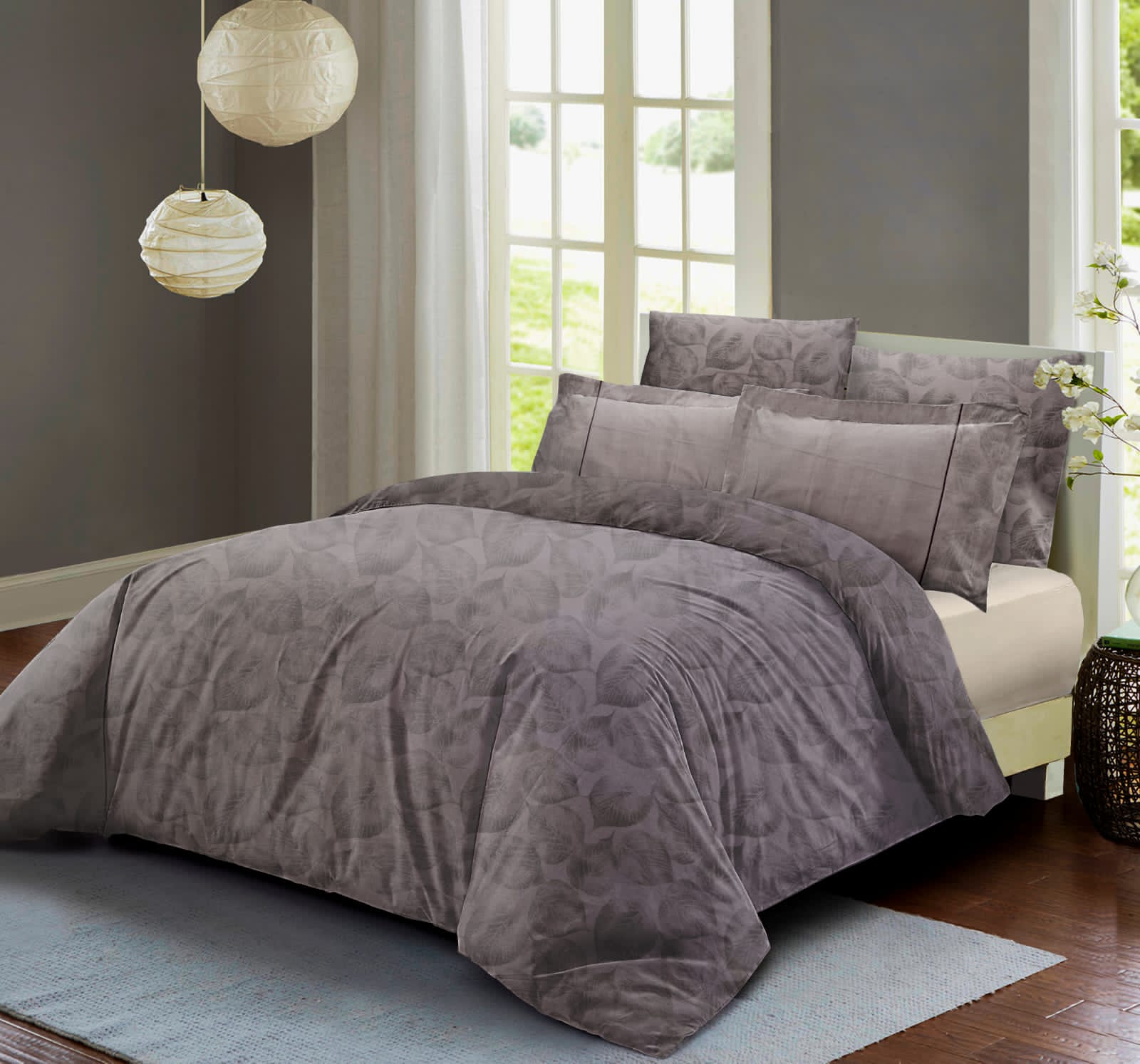Venice King size 300 TC 100% Cotton Bed Sheet set with 4 Pillow Covers for Double Bed