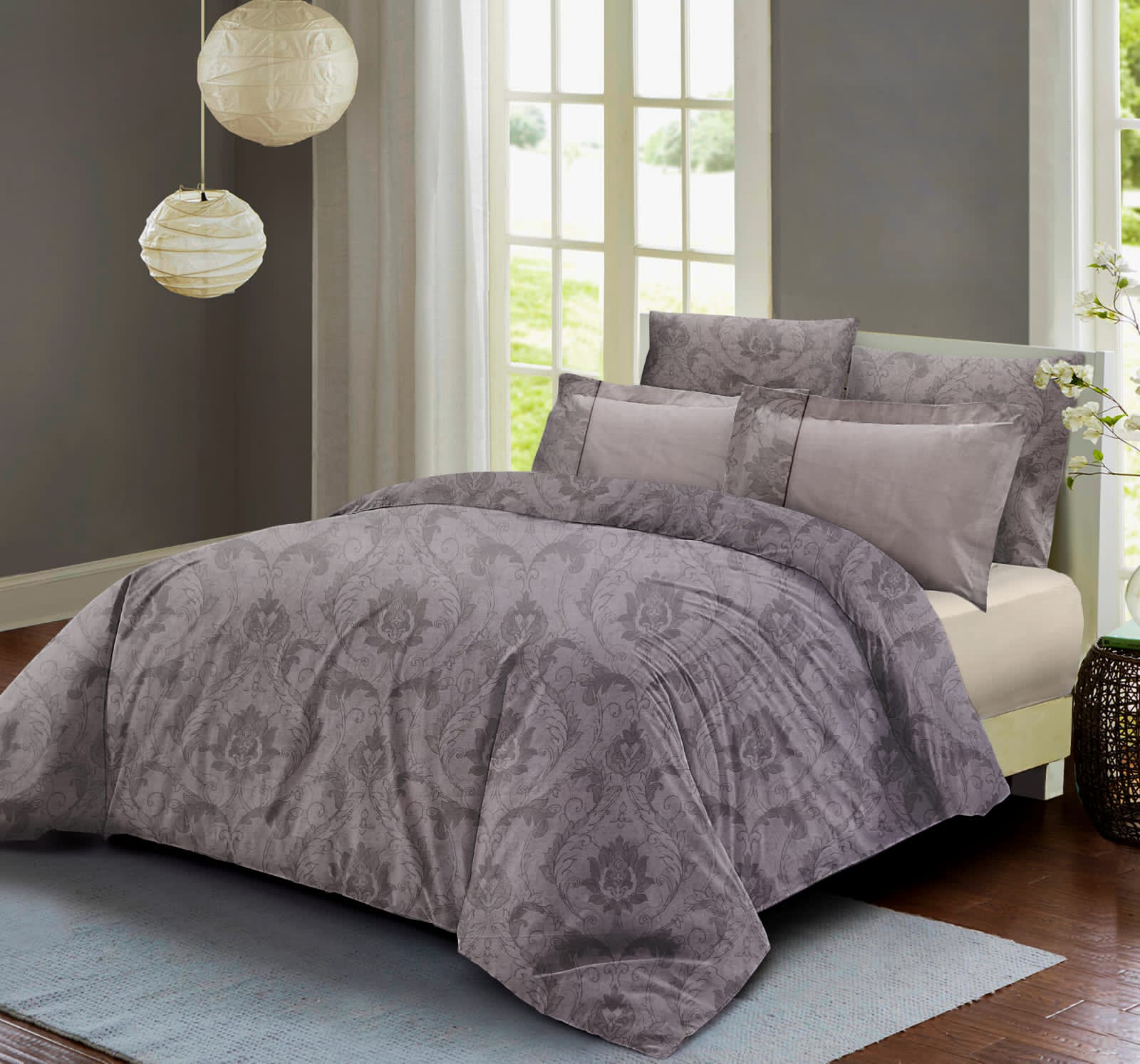 Venice King size 300 TC 100% Cotton Bed Sheet set with 4 Pillow Covers for Double Bed