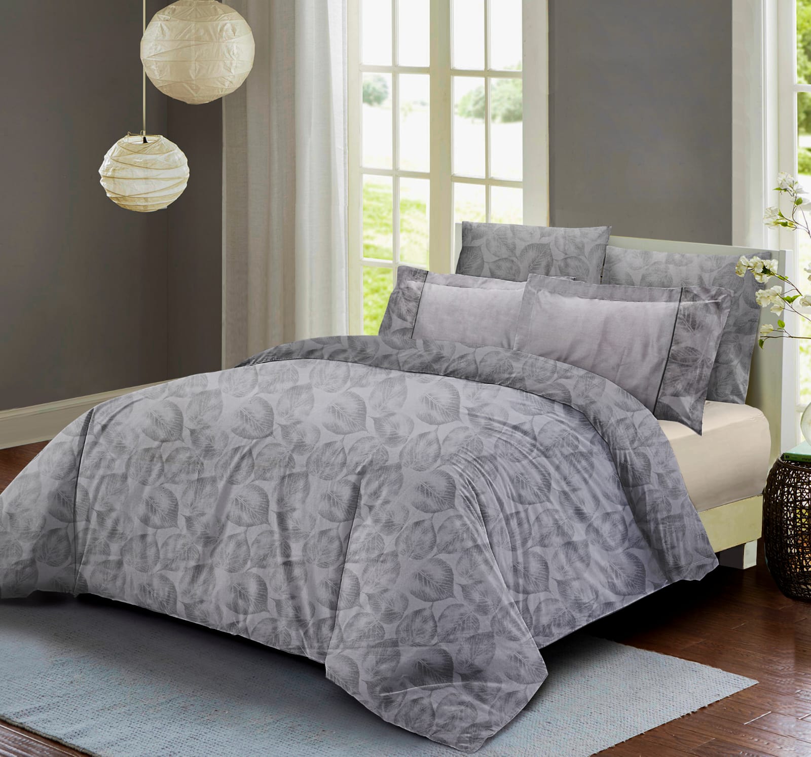Venice King size 300 TC 100% Cotton Bed Sheet set with 4 Pillow Covers for Double Bed