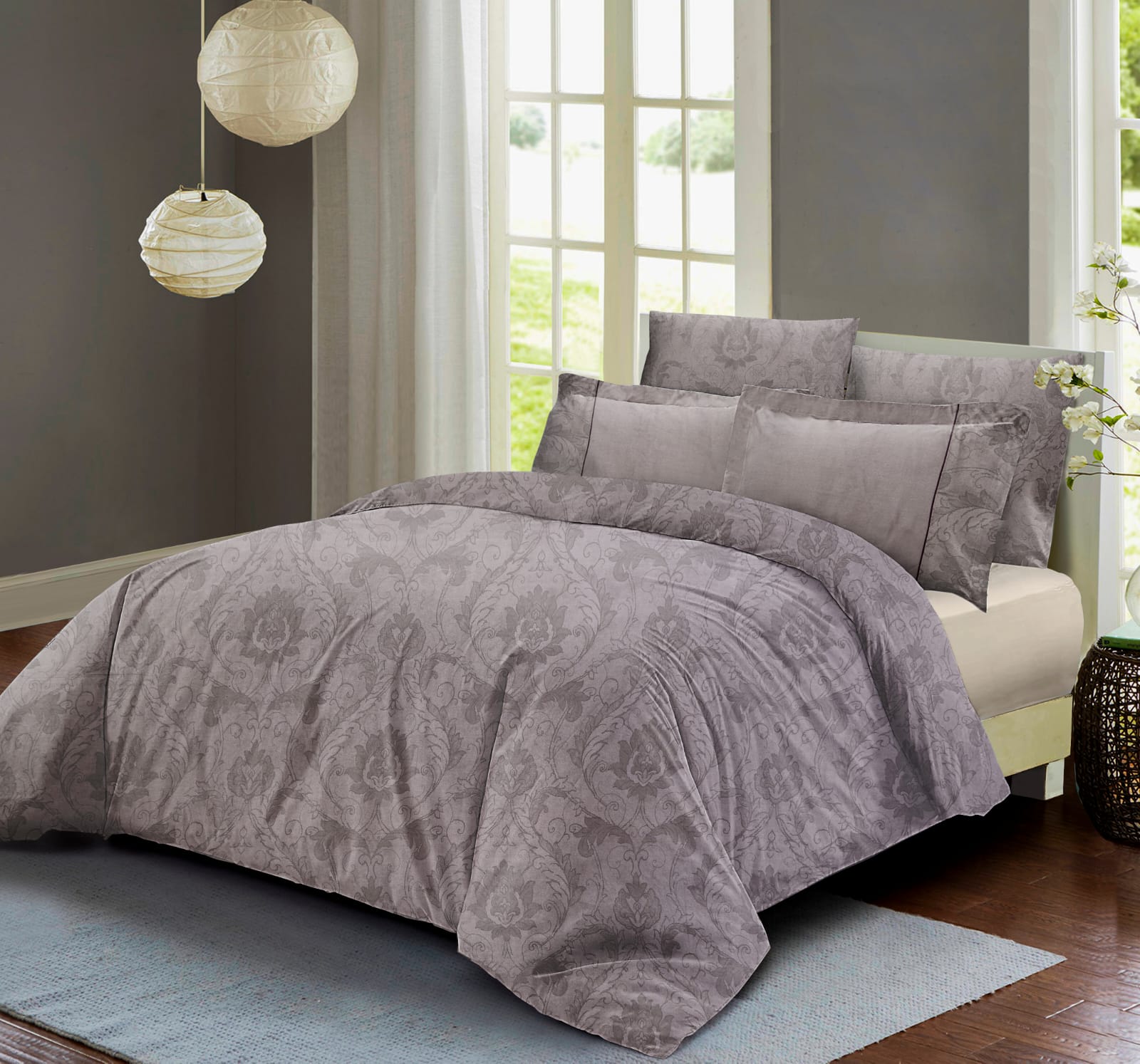 Venice King size 300 TC 100% Cotton Bed Sheet set with 4 Pillow Covers for Double Bed