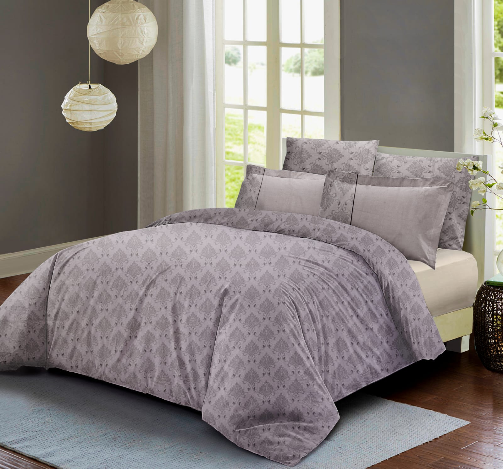 Venice King size 300 TC 100% Cotton Bed Sheet set with 4 Pillow Covers for Double Bed