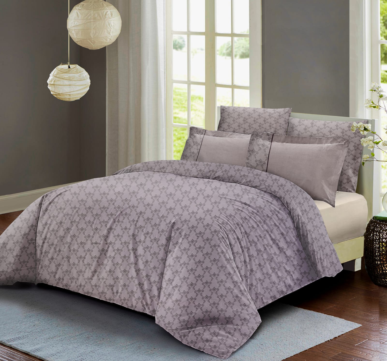 Venice King size 300 TC 100% Cotton Bed Sheet set with 4 Pillow Covers for Double Bed