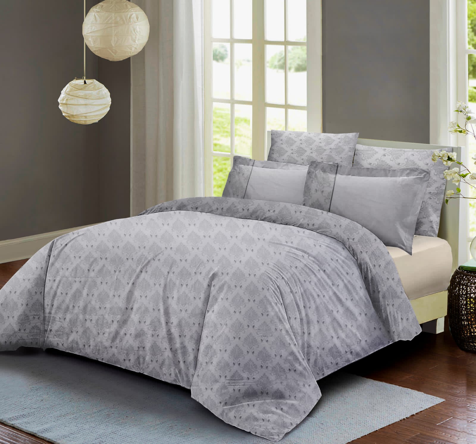Venice King size 300 TC 100% Cotton Bed Sheet set with 4 Pillow Covers for Double Bed