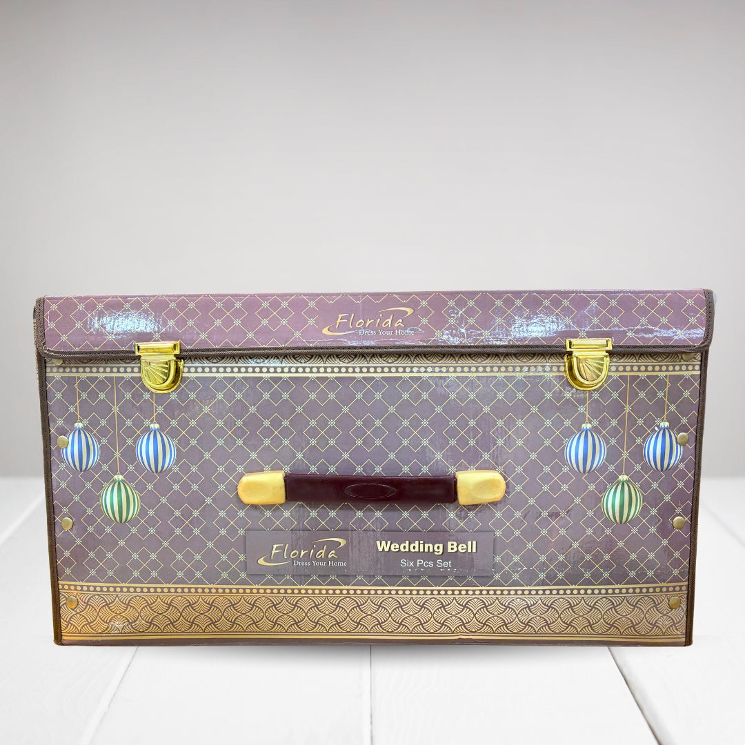 Wedding Bell 6 Piece Blanket Set with 1 Mink Blanket, 1 Bedsheet & 2 Pillow Covers & 2 Coushion covers for Winter - Perfect for Wedding Gift & Ocasional Gifting