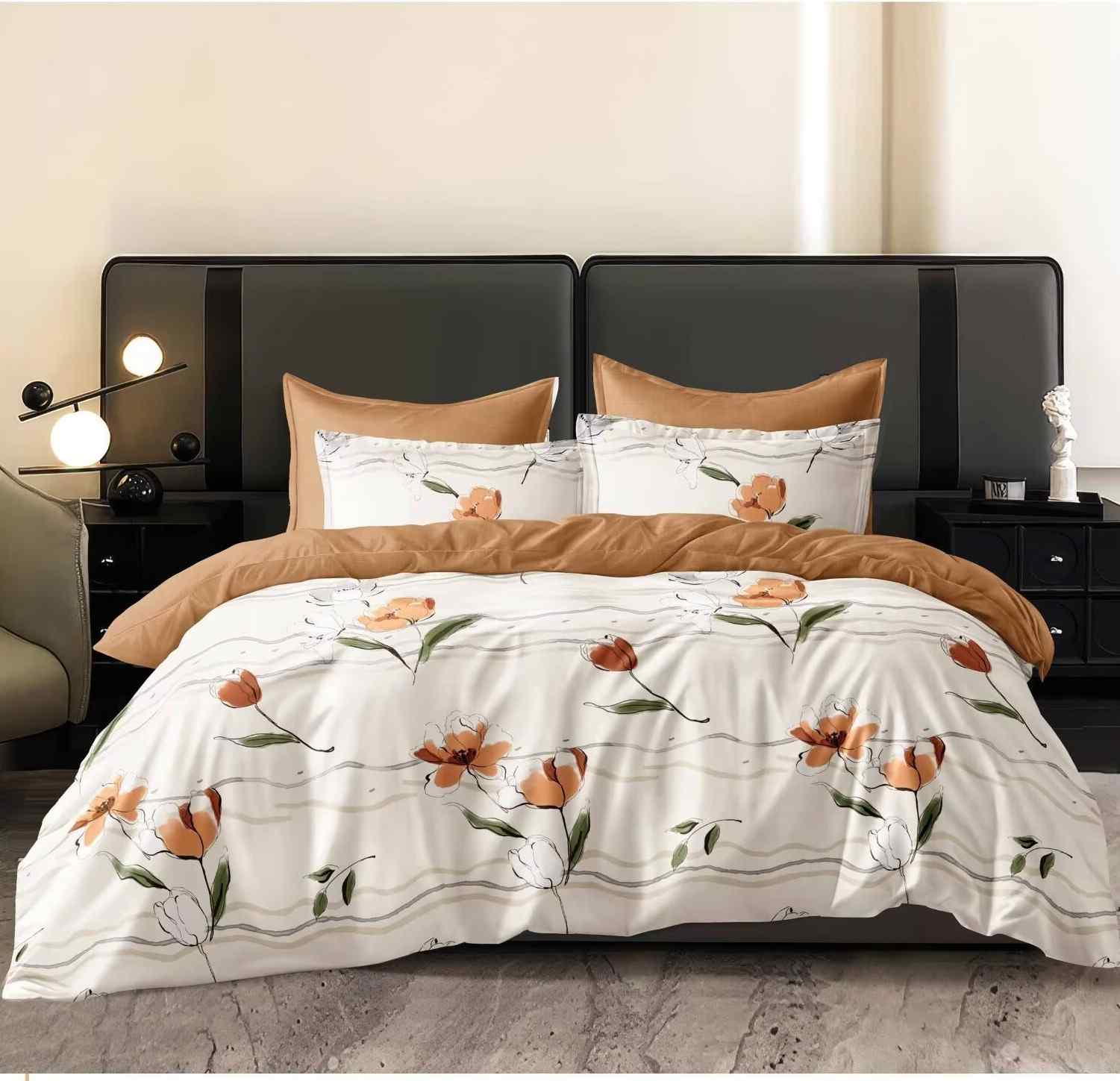 Florida Winkle Premium Quality Imported King Size Elastic Fitted Bedsheet with Coordinated Pillow Covers
