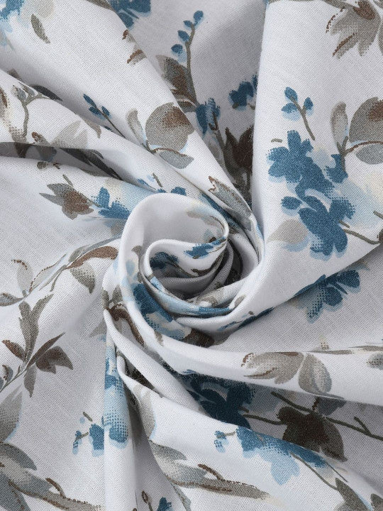 Florida Elite 100% Pure Cotton Pure Cotton 160 TC Floral Print King Size Bedsheet with 2 Pillow Covers