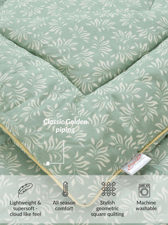 Florida Floral Reversible Double Bed Comforter | 250 GSM Virgin Microfiber Filling | Ultra Soft AC Comforter | Lightweight All Season Quilt with Piping Edge